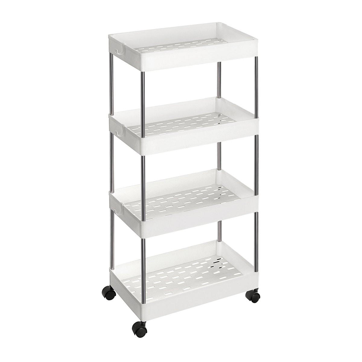 SERVIERWAGEN auf Rollen 4 Ebenen weiß - L40 x H86 cm - Weiß, Kunststoff (22/86/40cm) - Calicosy