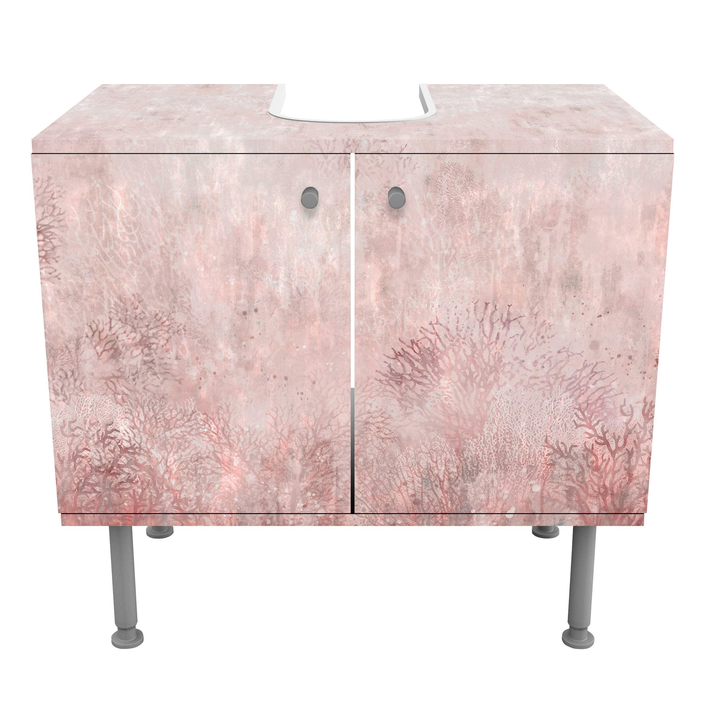WASCHBECKENUNTERSCHRANK Rosa Korallengrund 60/55/35 cm - Rosa, Holzwerkstoff (60/55/35cm) - Bilderwelten