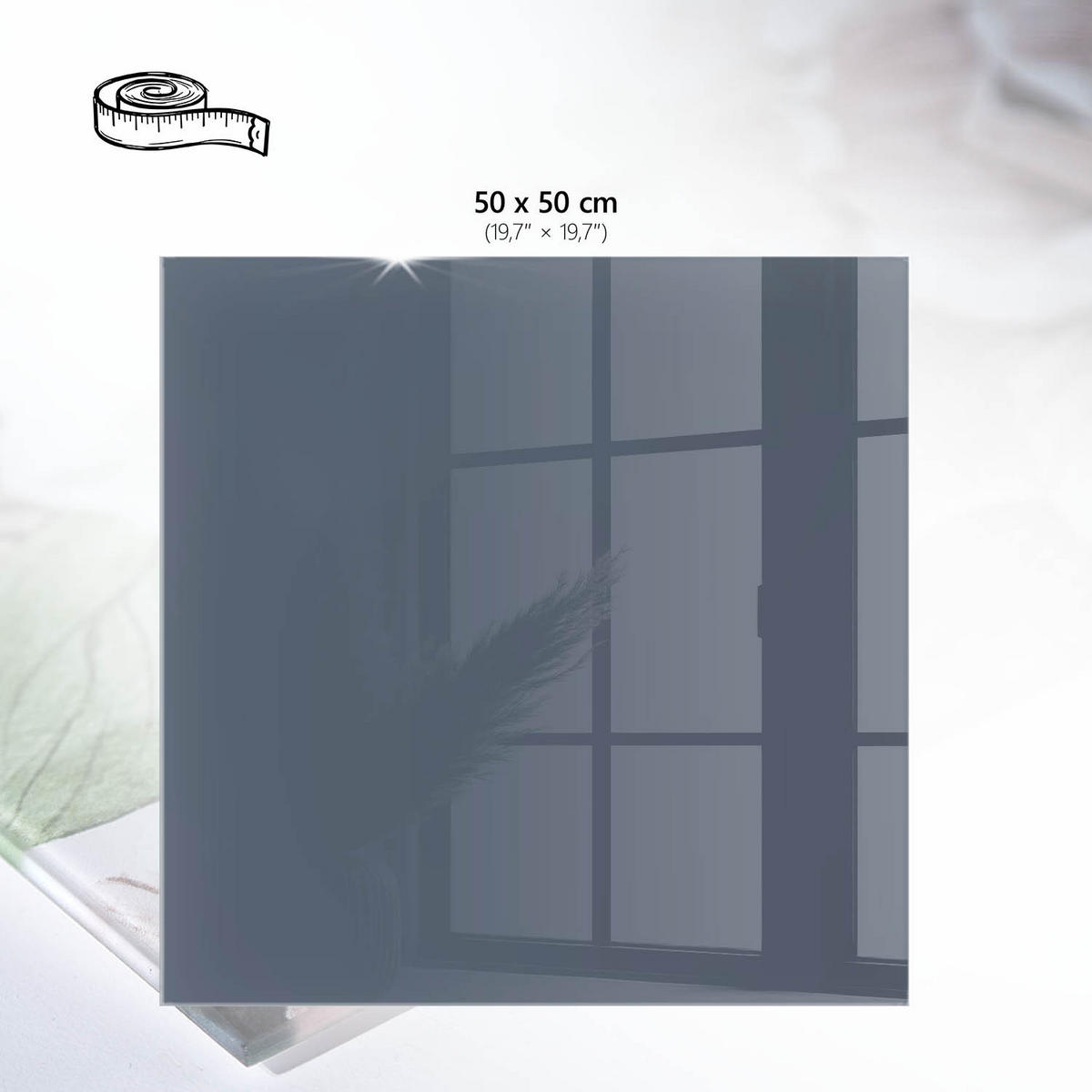 TISCHPLATTE 50x50 cm – Kühles Grau - Braun, Glas (50/50/0.4cm) - Wallfluent