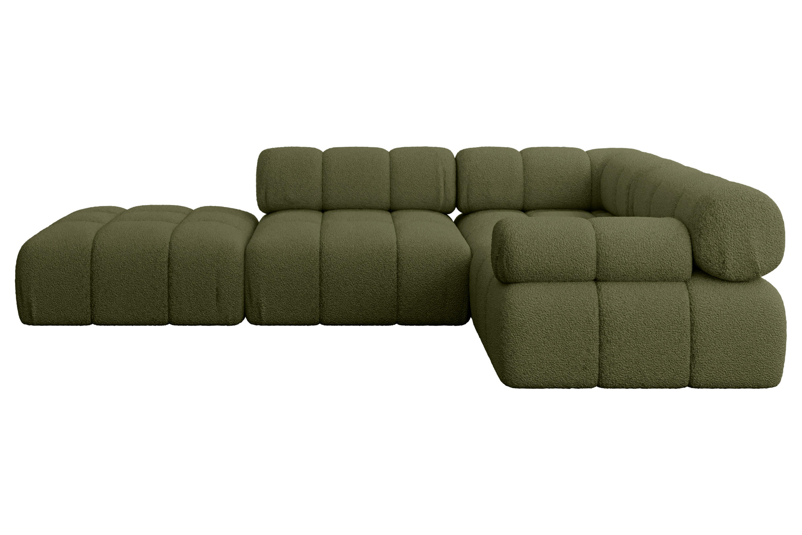 ECKSOFA modulares Sofa Felto-L1 - 285x190x70 cm Grün Bouclé - Grün, Holzwerkstoff/Textil (285/190cm) - ALTDECOR