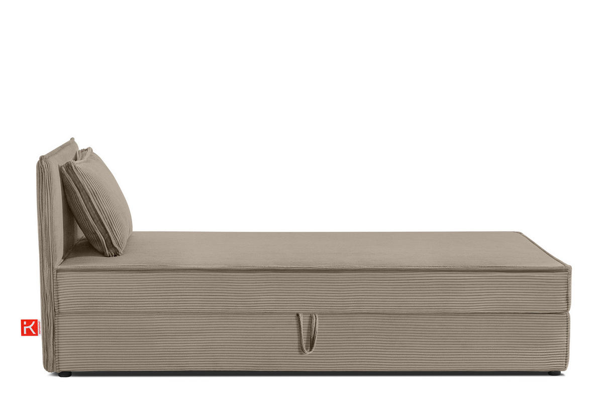 BOXSPRINGBETT ROTI Einzelbett, beige - Beige/Schwarz, Holz/Holzwerkstoff (80/200cm) - KONSIMO®