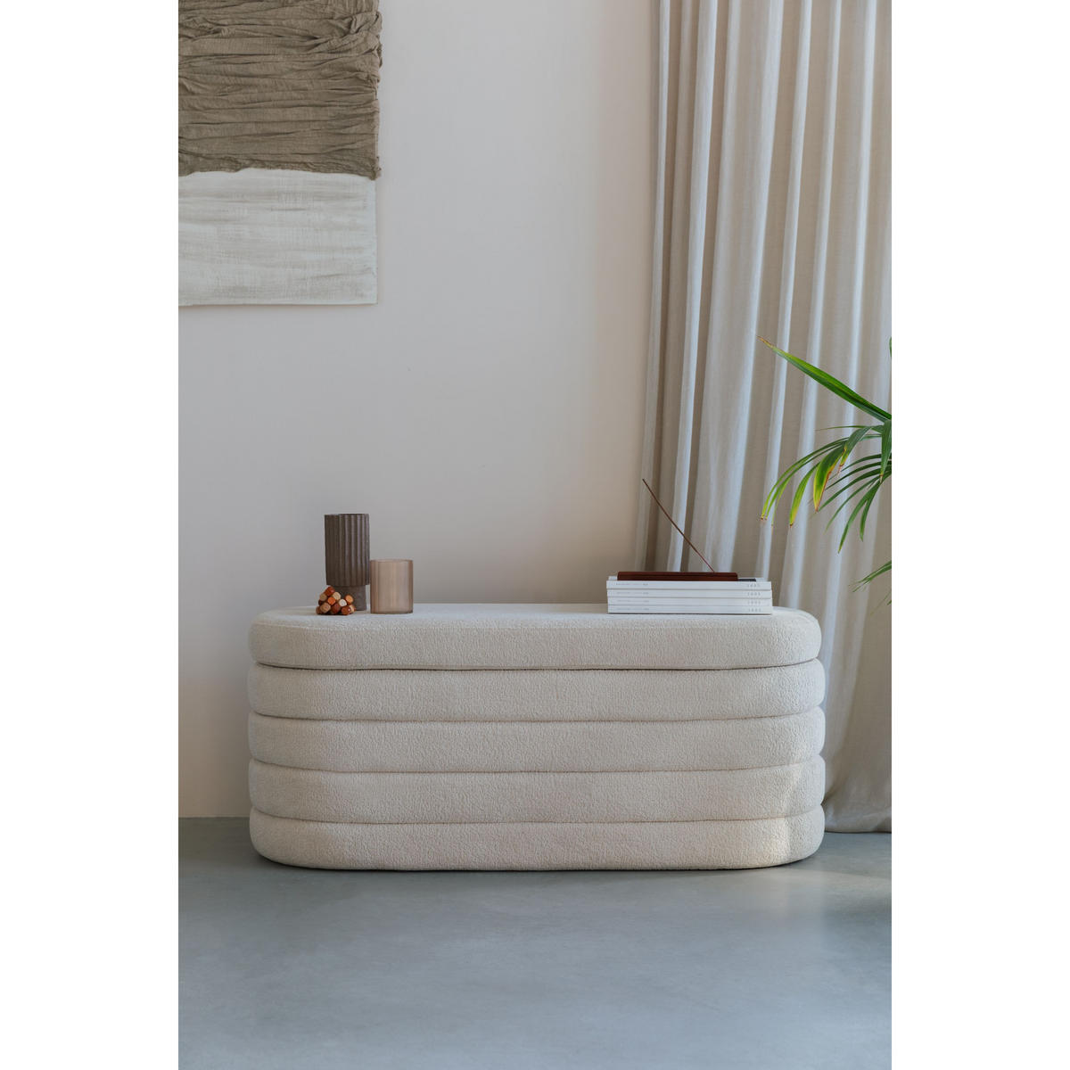 SITZBANK Zuma met Stauraum 114 cm Weiß/ Beige - Beige, Kunststoff (43/47/114cm) - Housecraft Living