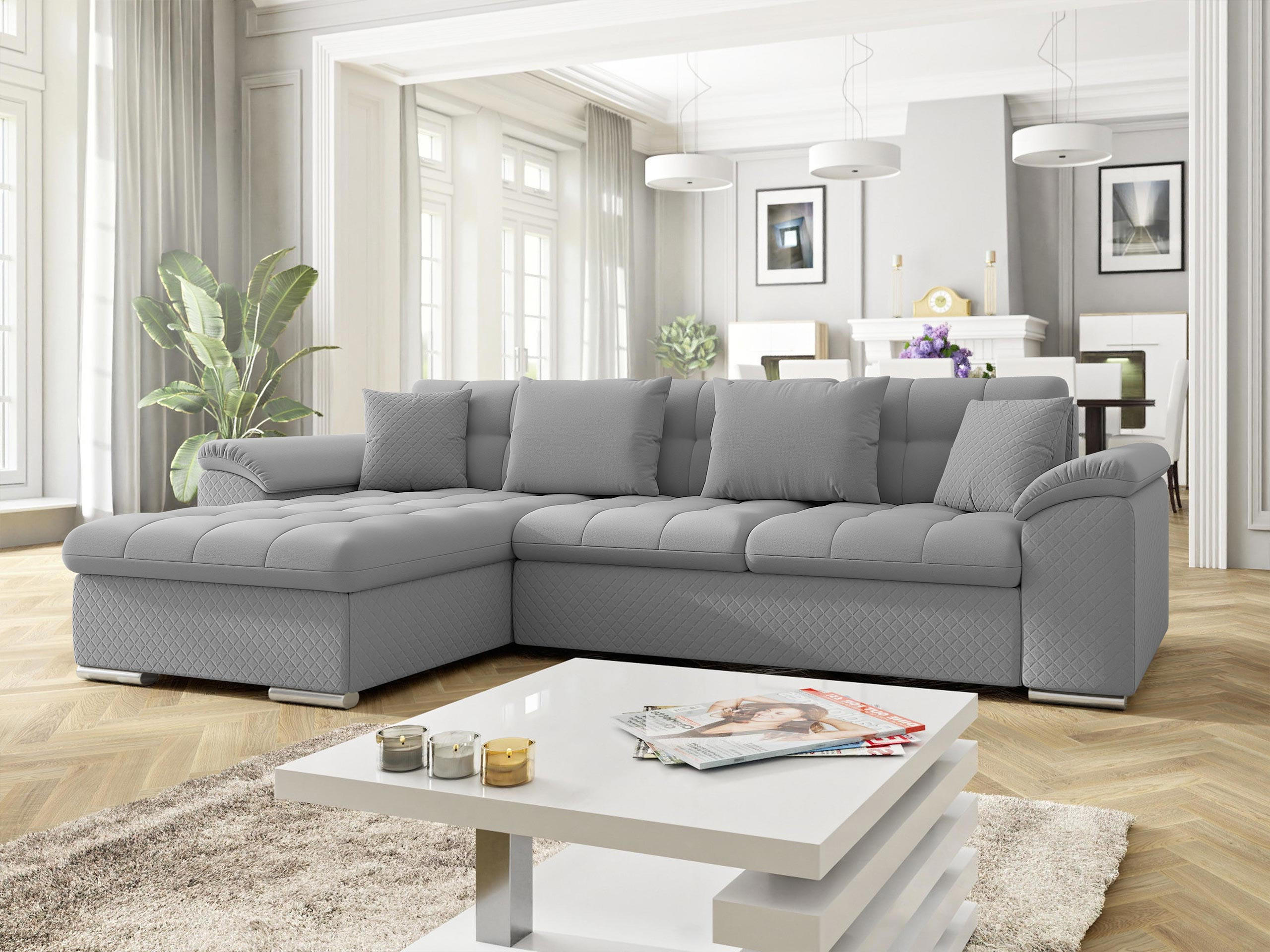 ECKSOFA Diana Premium, Seite: Links - Grau, Holz/Textil (280/160cm) - MIRJAN24