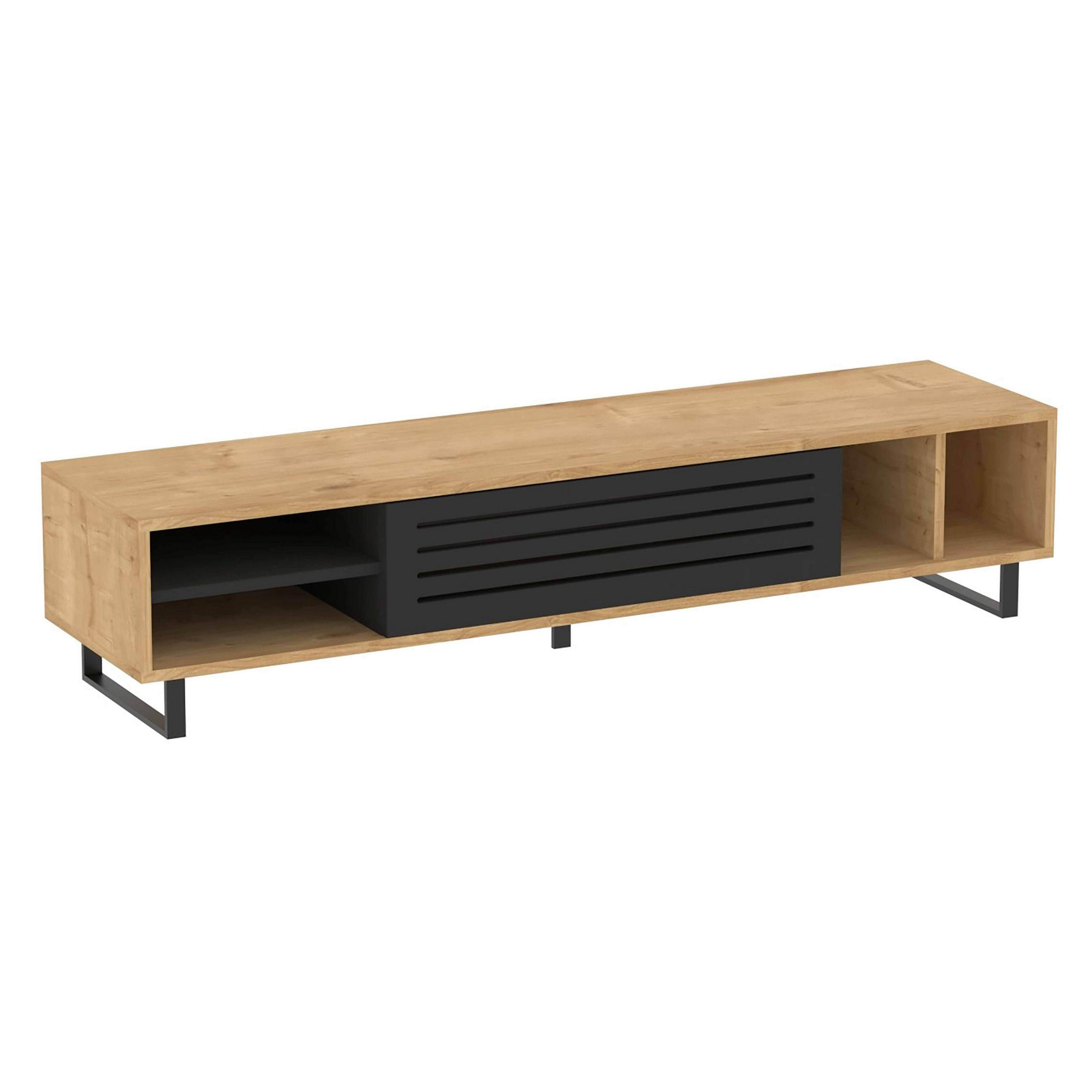Oviala Tv-Element Eiche, Schwarz 160x35x40 cm