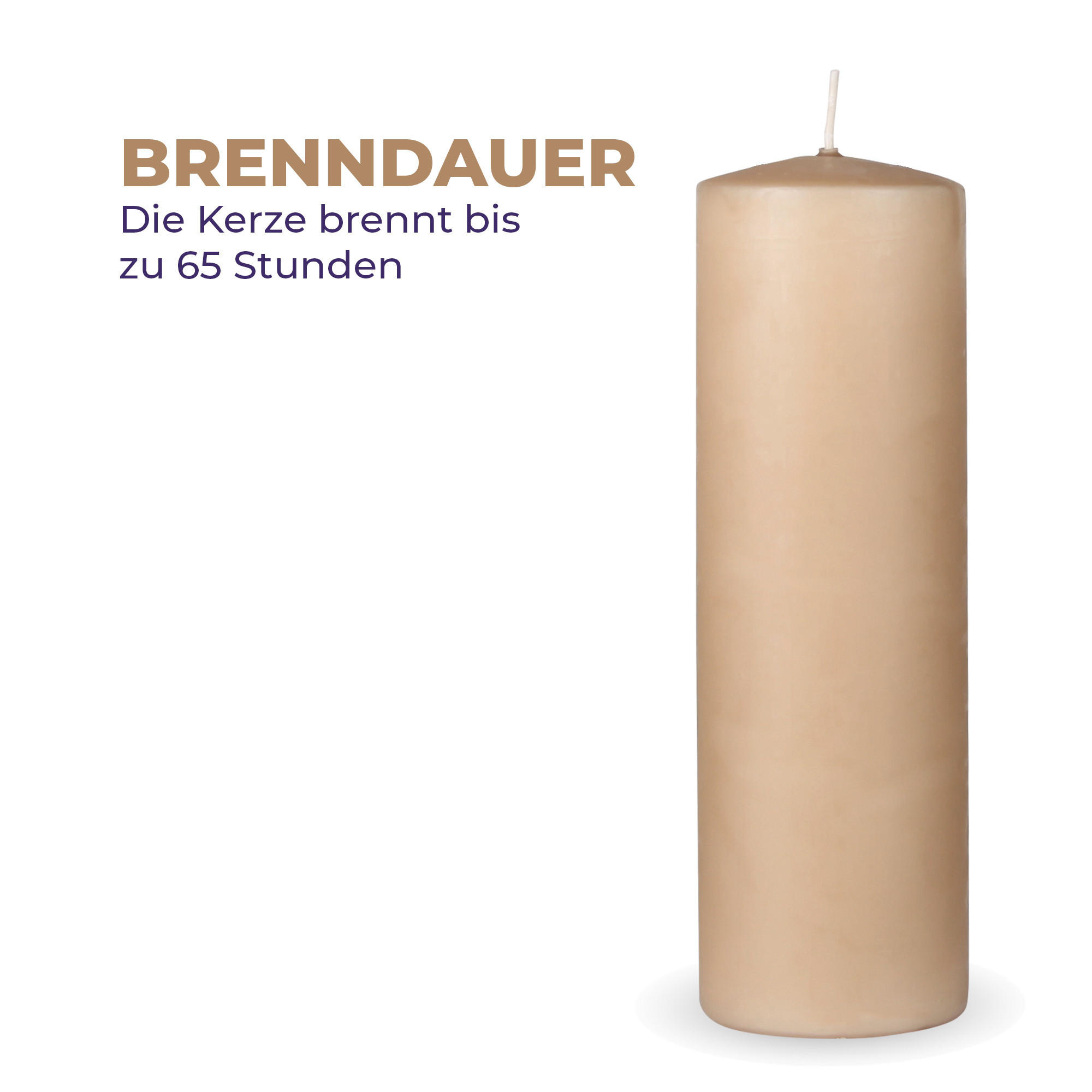 STUMPENKERZEN 4er Pack "Beige", Größe Ø7cm x Höhe: 20 cm - Beige, Naturmaterialien (7/20cm) - Bestlivings