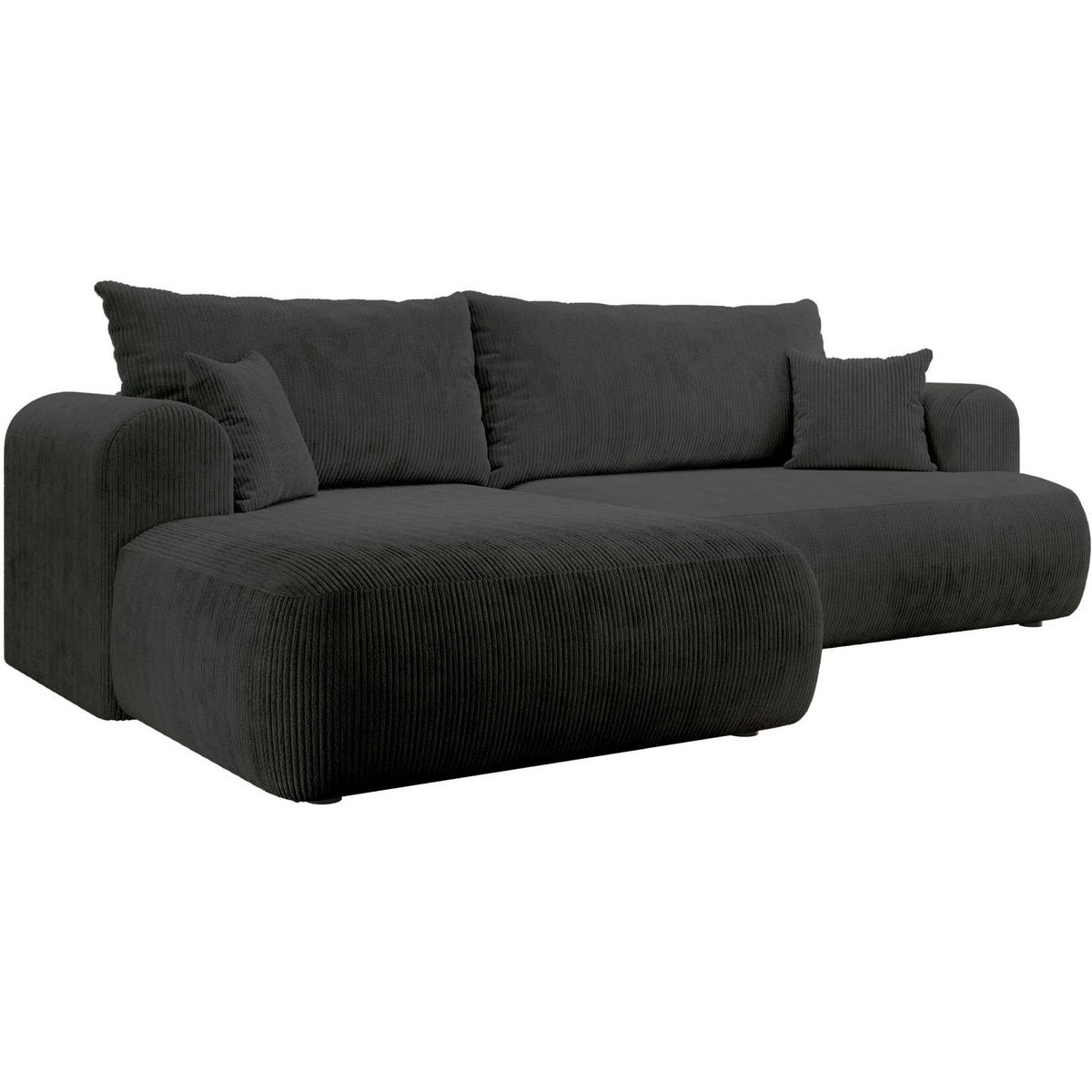 ECKSOFA Ovo Cord mit Cordbezug Dunkelgrau, links - Dunkelgrau/Schwarz, Textil (260/165cm) - Selsey