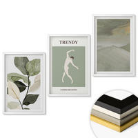 WANDBILDER 3er-Set - 40x60 cm Weißer Rahmen - Abstrakte Pflanzensilhouettenmuster - Weiß, Kunststoff (40/60cm) - ArtPrintCave