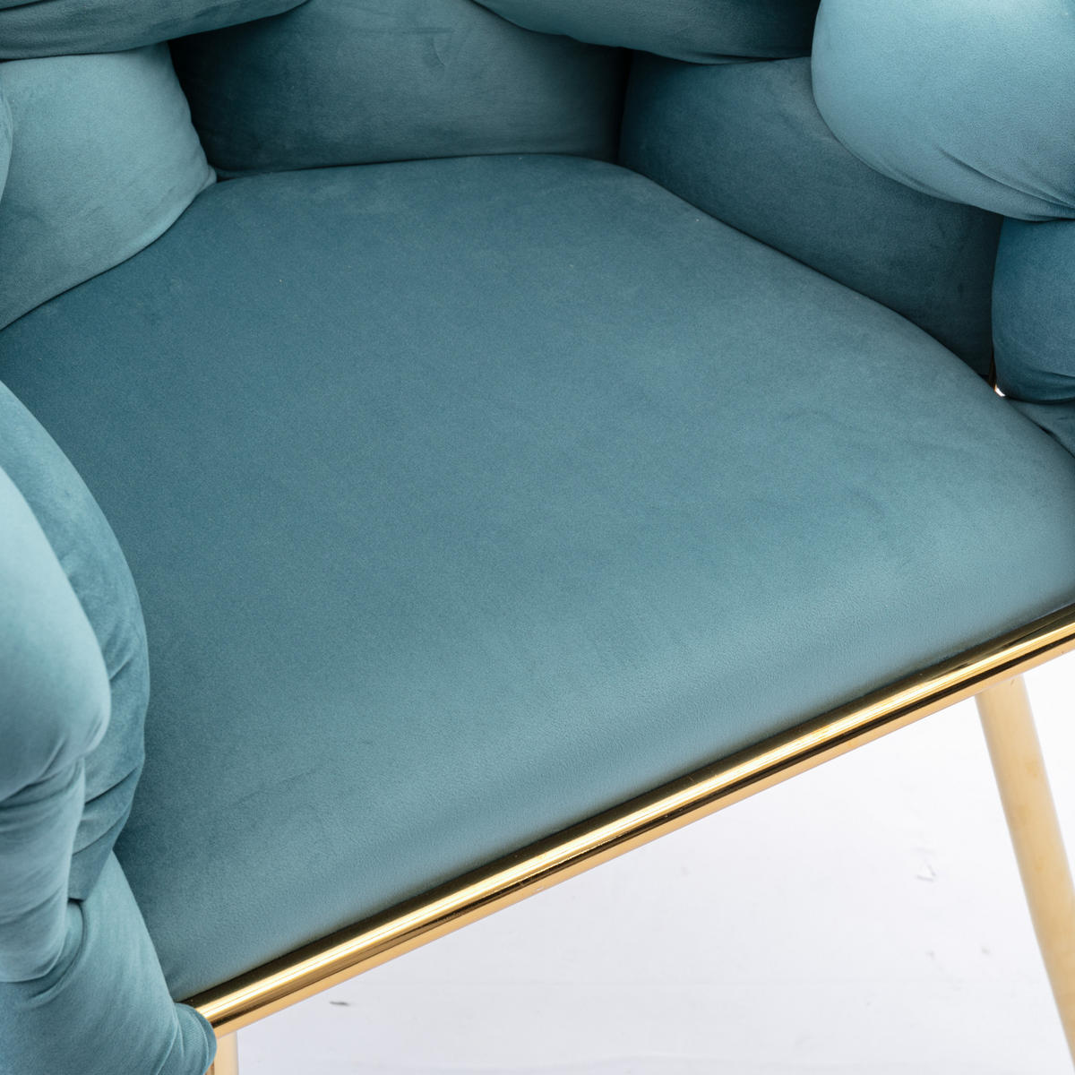 SESSEL Samt Blau mit Metallgestell für Schlafzimmer, Wohnzimmer, Esszimmer - Blau, Textil/Metall (73/75/56cm) - WISHDOR