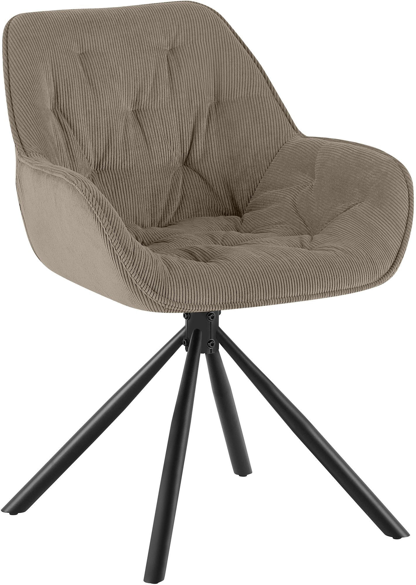 ARMLEHNENSTUHL Cord Taupe - Taupe/Schwarz, Textil/Metall (56/82/62cm) - CLP