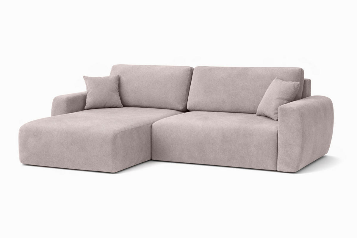 ECKSOFA Mit Schlaffunktion Ariel L, Velours, Stoff Salvador, Grau, Links - Grau, Holz (250/142cm) - Kaiser Möbel