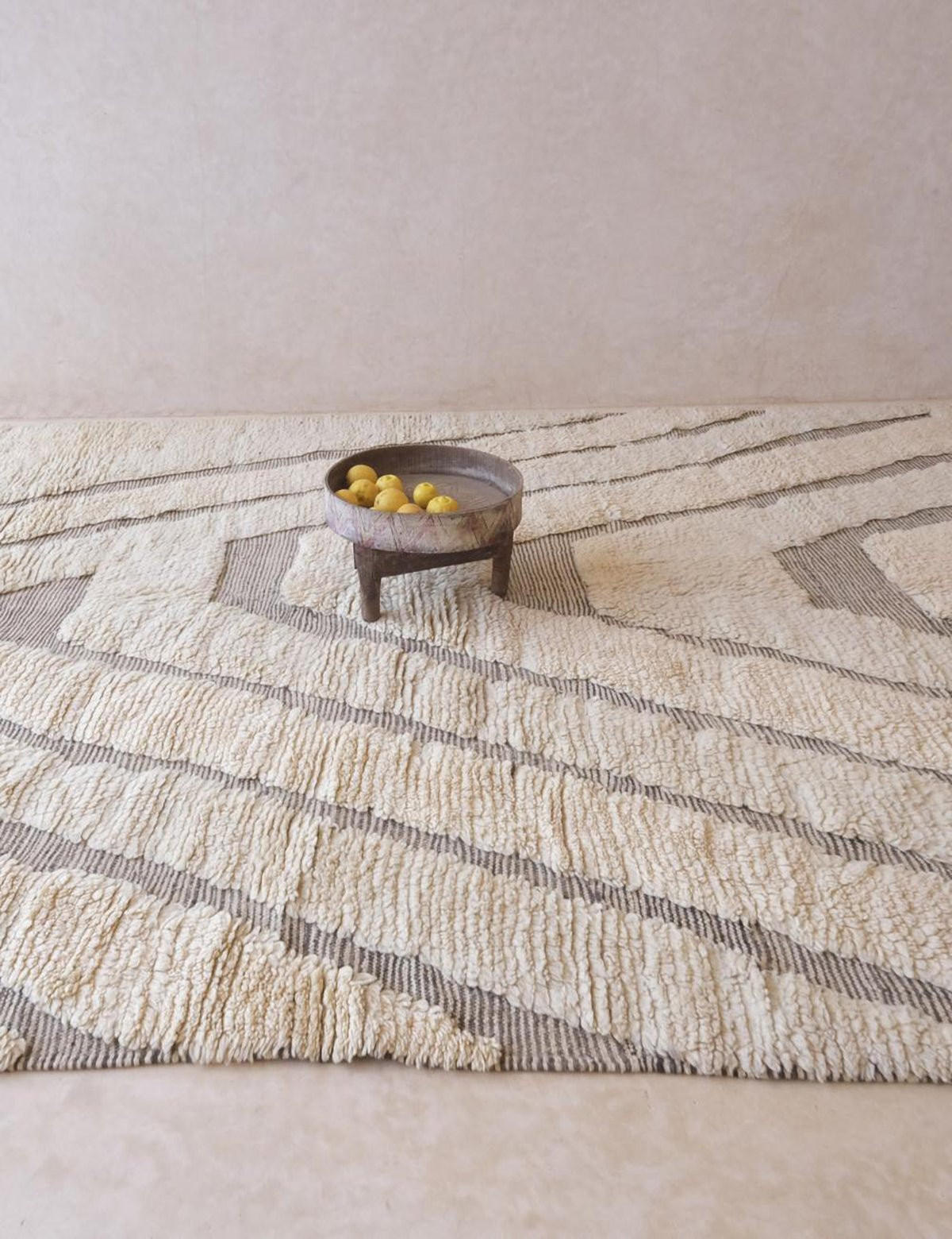 BERBERTEPPICH ethnisch minimalistisch aus Wolle 300x 400 cm - Weiß, Naturmaterialien (300/400cm) - AFK Living