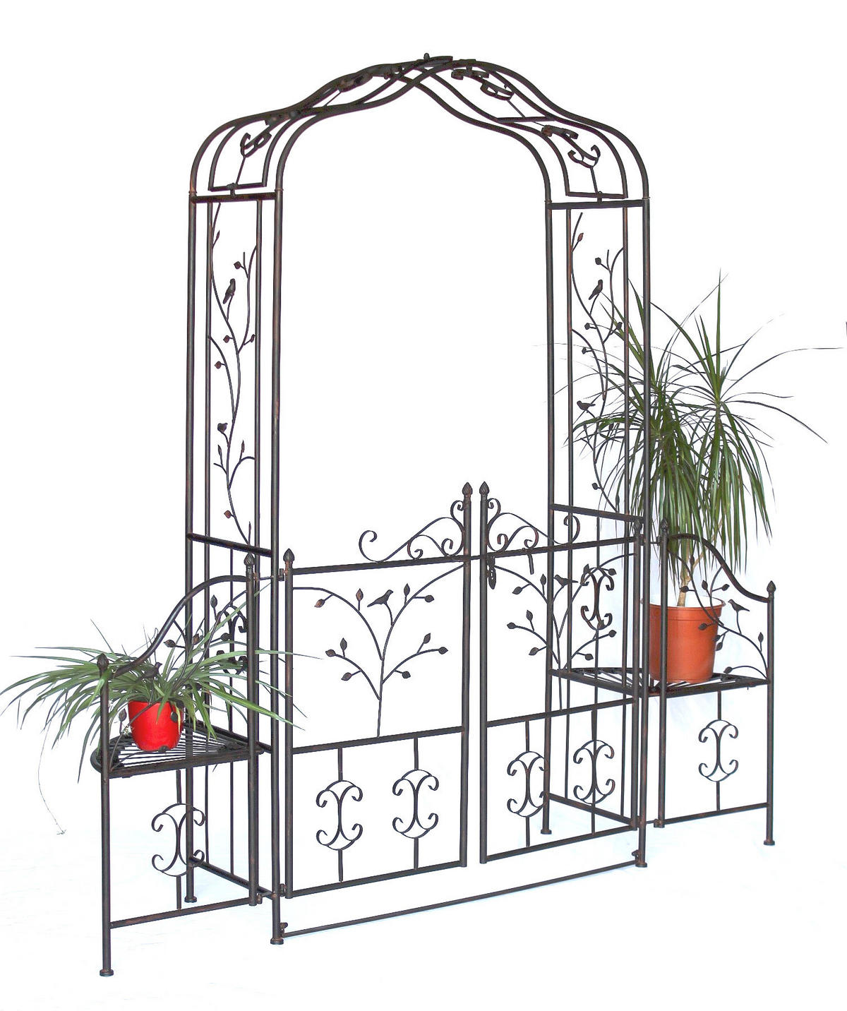 ROSENBOGEN mit Tür Metall Braun 210/45/215 cm - Braun, Metall (210/215/45cm) - DanDiBo