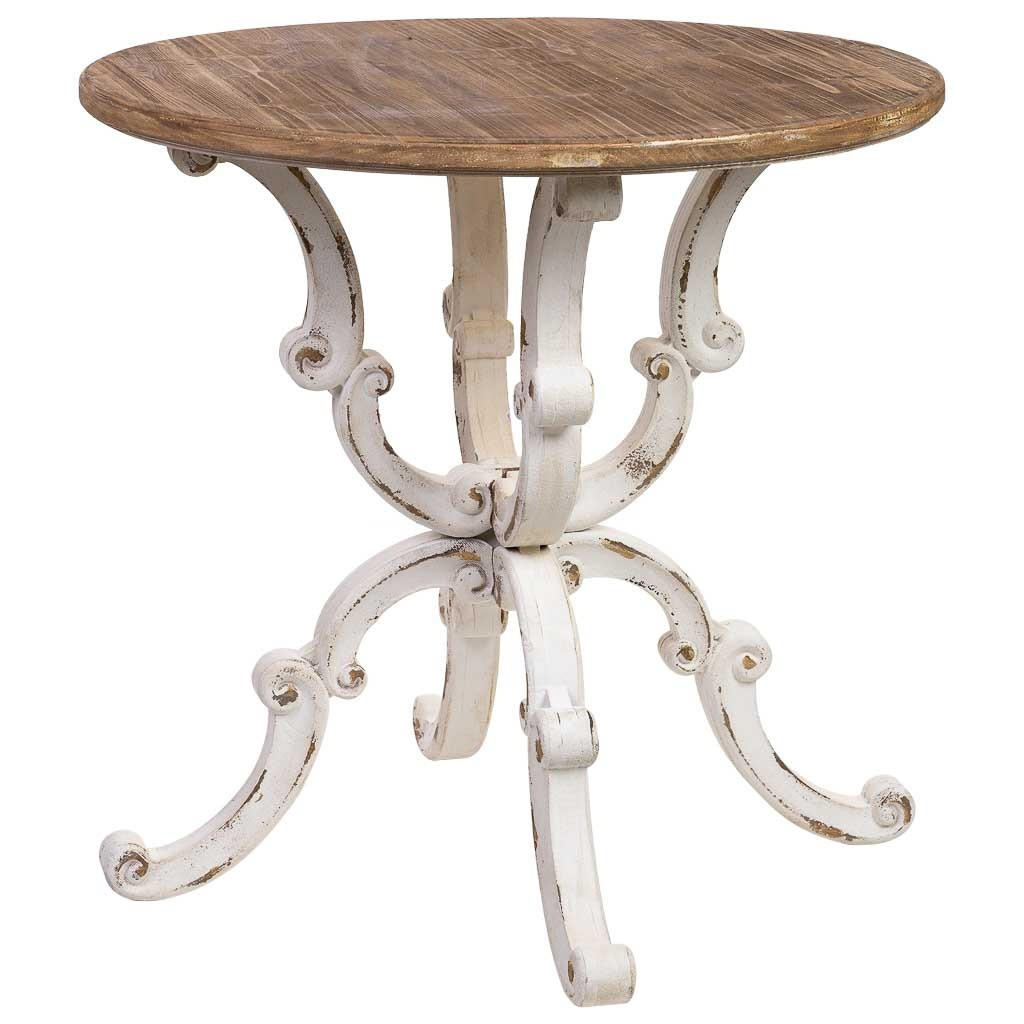 RUNDTISCH aus Holz mit gealtertem Finish D80x80x79h cm - Weiß, Holz (80/80/79cm) - Wanderlust