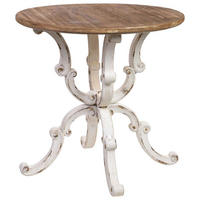 RUNDTISCH aus Holz mit gealtertem Finish D80x80x79h cm - Weiß, Holz (80/80/79cm) - Wanderlust