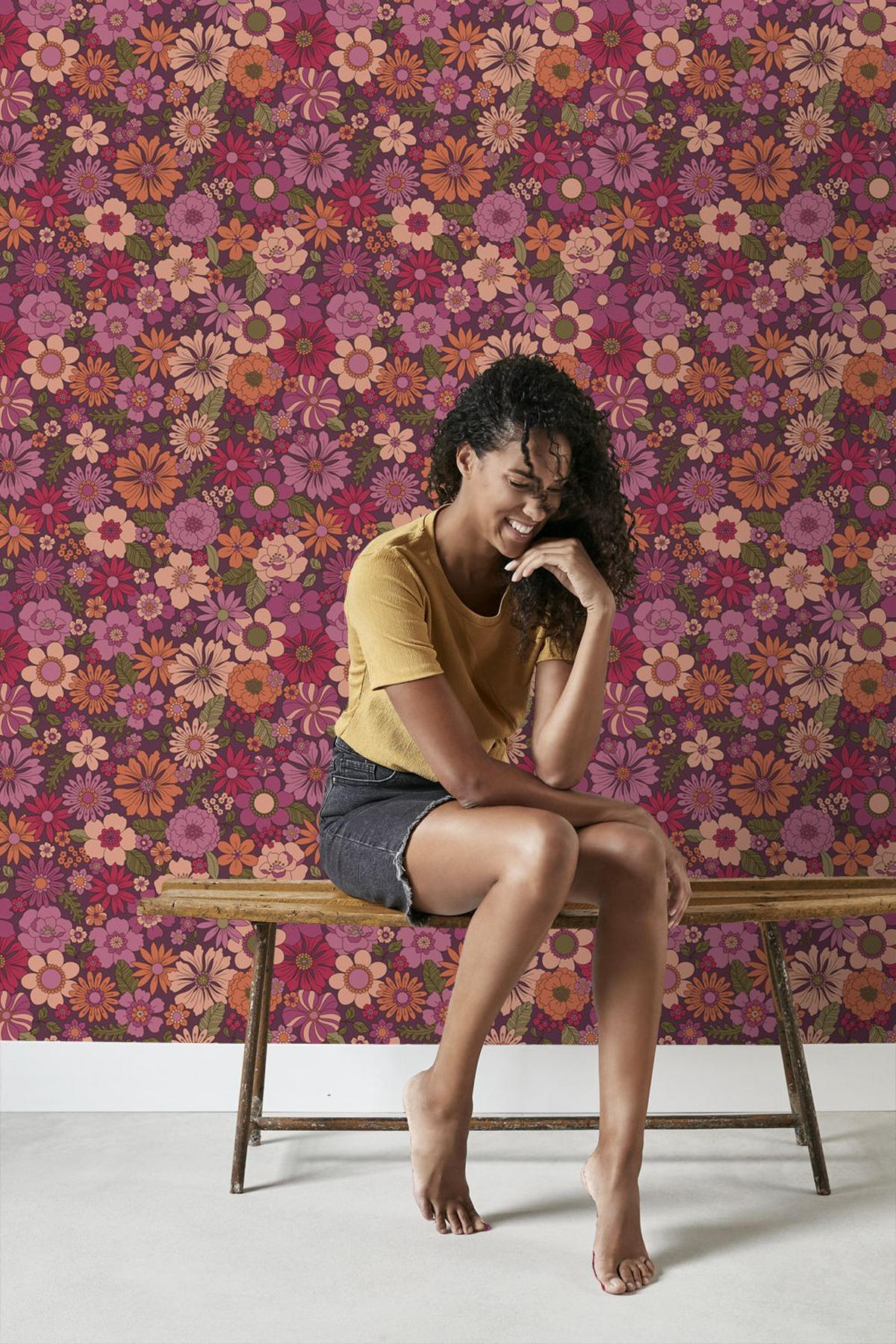 TAPETE Retro Blumen 50 x 900 cm - Lila, Papier (50/900cm) - ESTAhome
