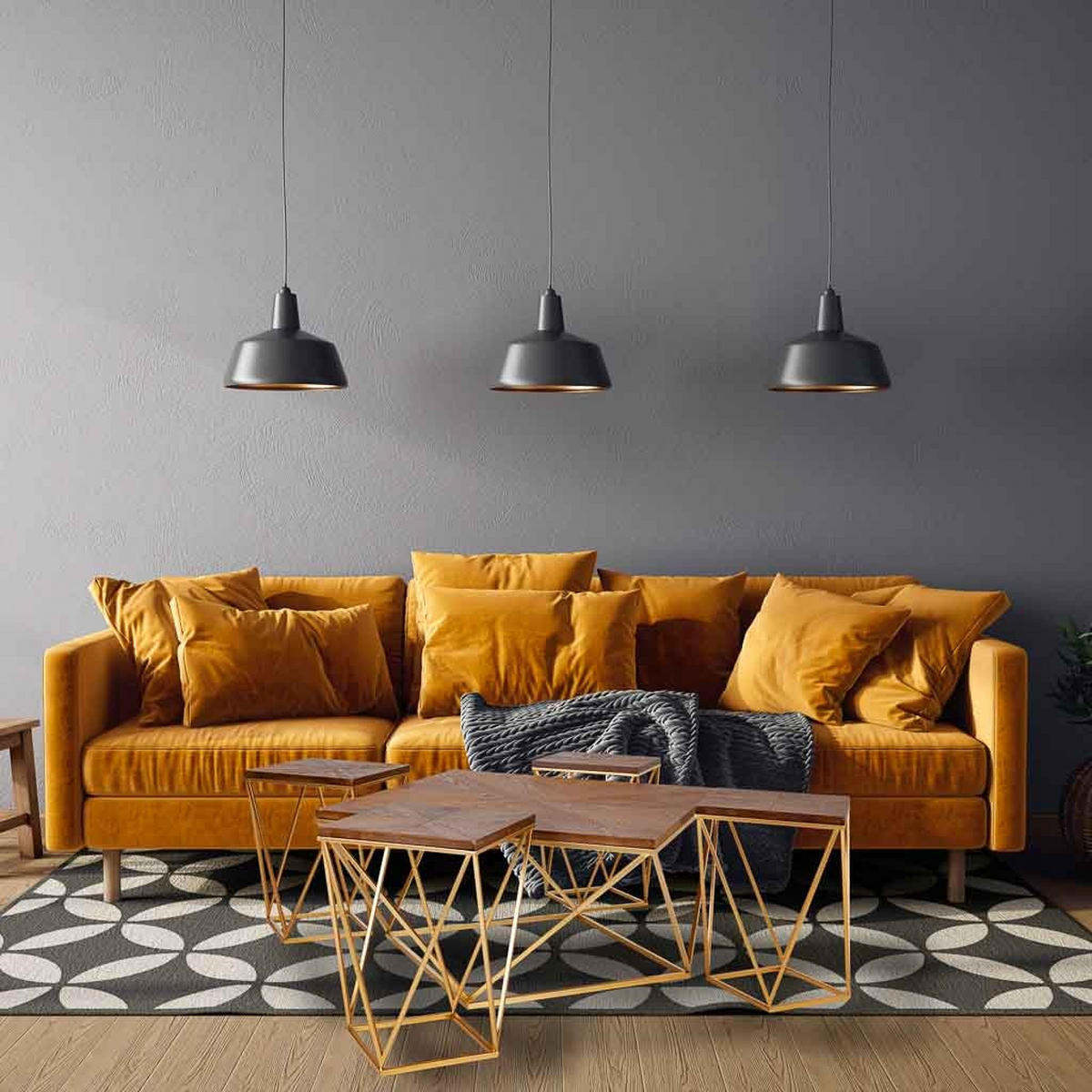 COUCHTISCH , 5er-Set - Goldfarben, Metall (200/200/50cm) - Wanderlust