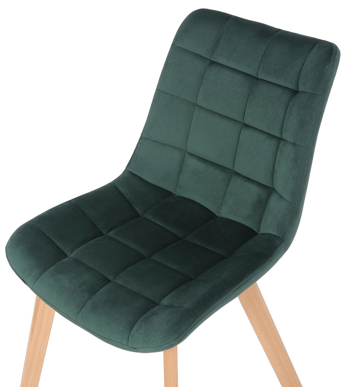STUHL 2er Set Samt Grün - Eukalyptusholzfarben/Grün, Holz/Textil (46/82/61cm) - CLP