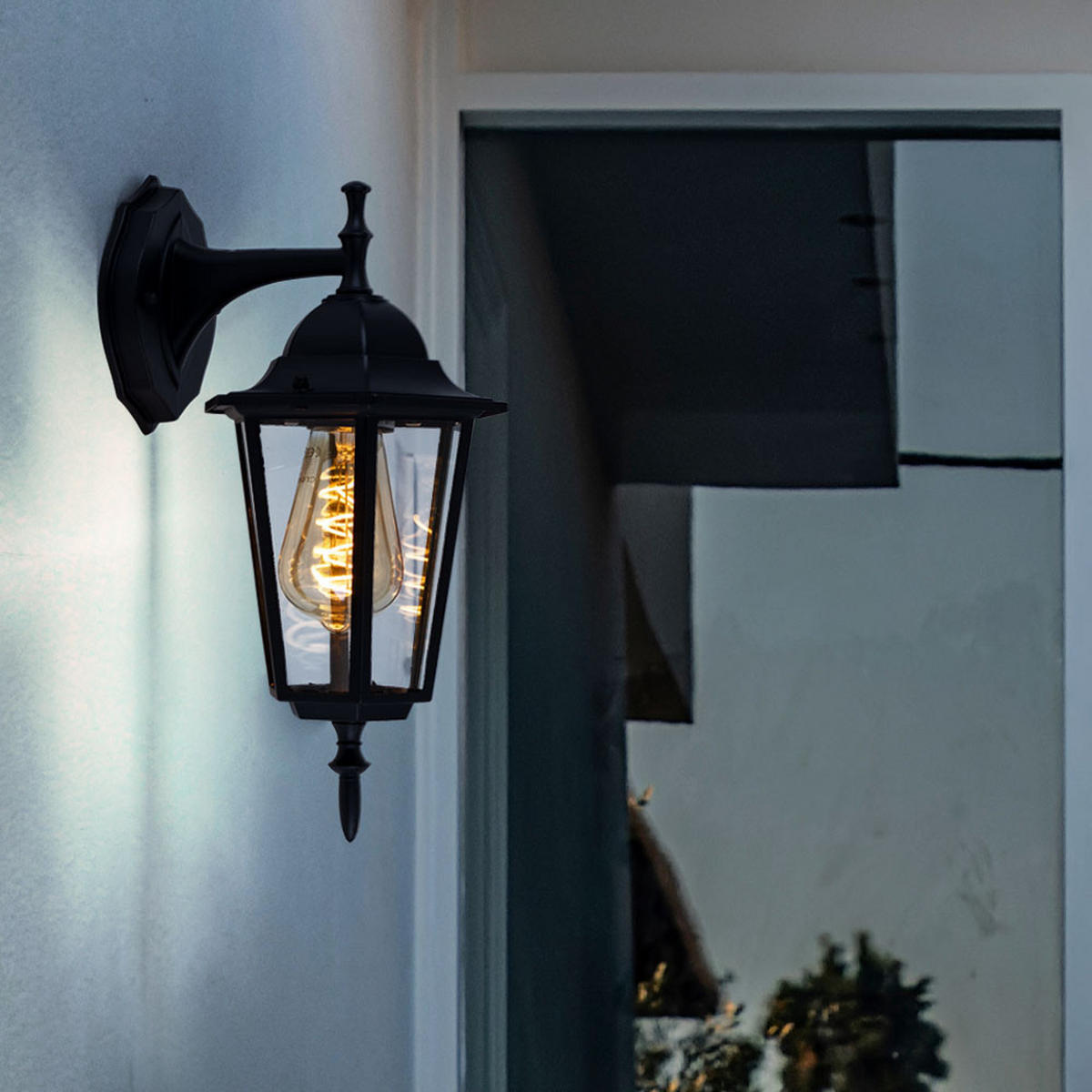 LED AUSSENWANDLAMPE Laterne Schwarz - Schwarz, Glas (20.8/17/36cm)