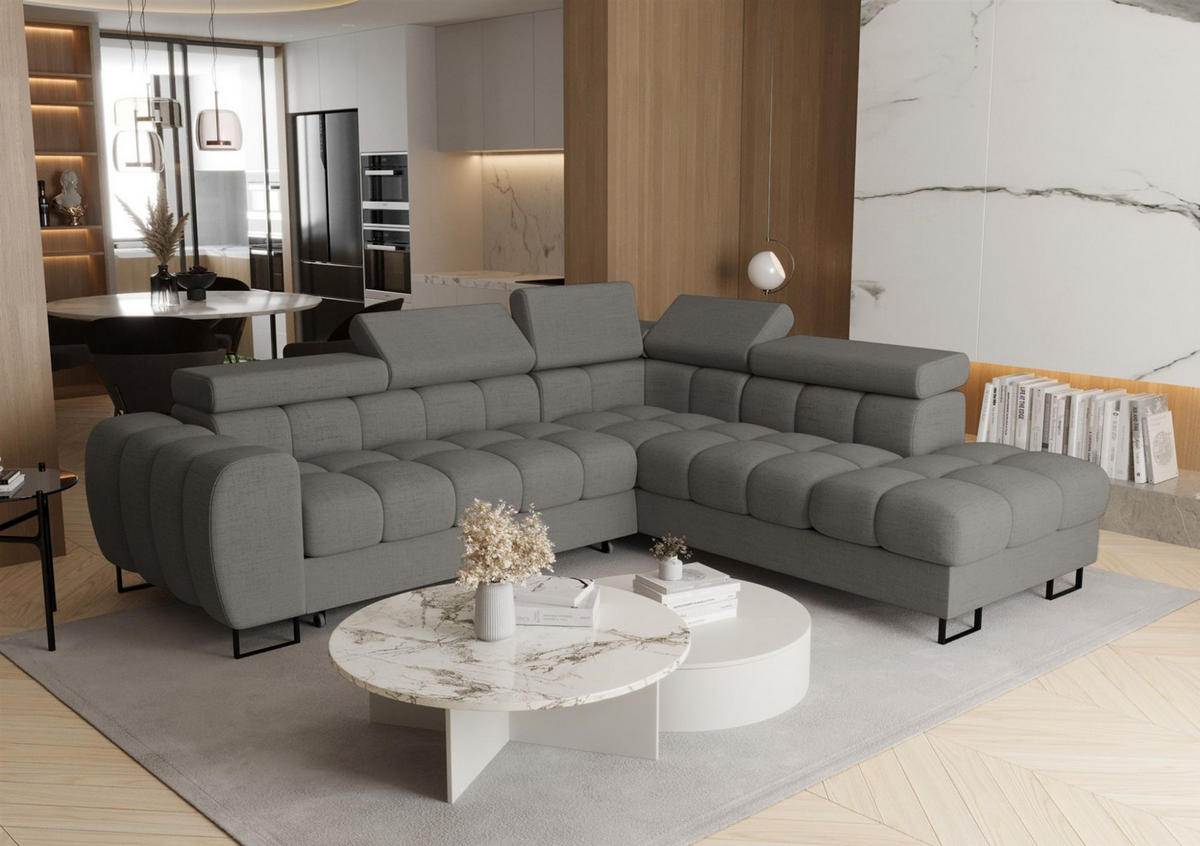 ECKSOFA Bastien Max Mit Schlaffunktion - Grau, Holzwerkstoff/Textil (260/225cm) - Fun Möbel