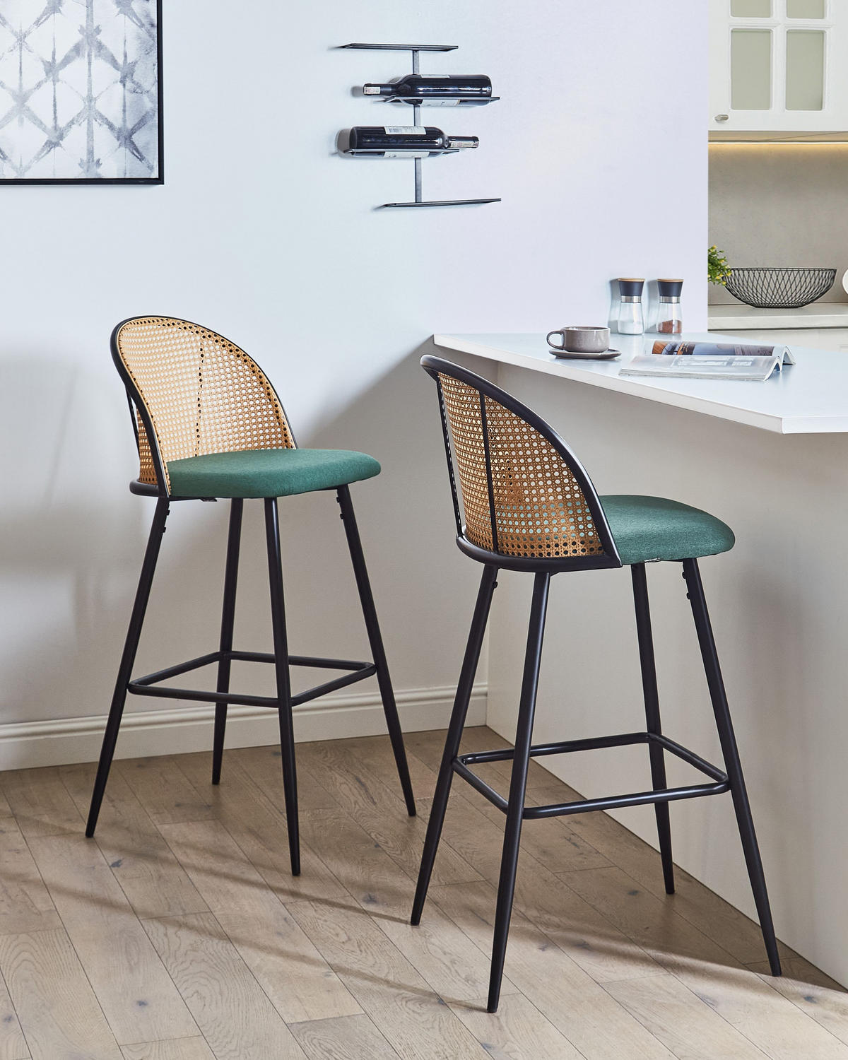 BARSTÜHLEN 2er-Set Schwarz Cornell - Schwarz/Braun, Metall (46/104/51cm) - Beliani