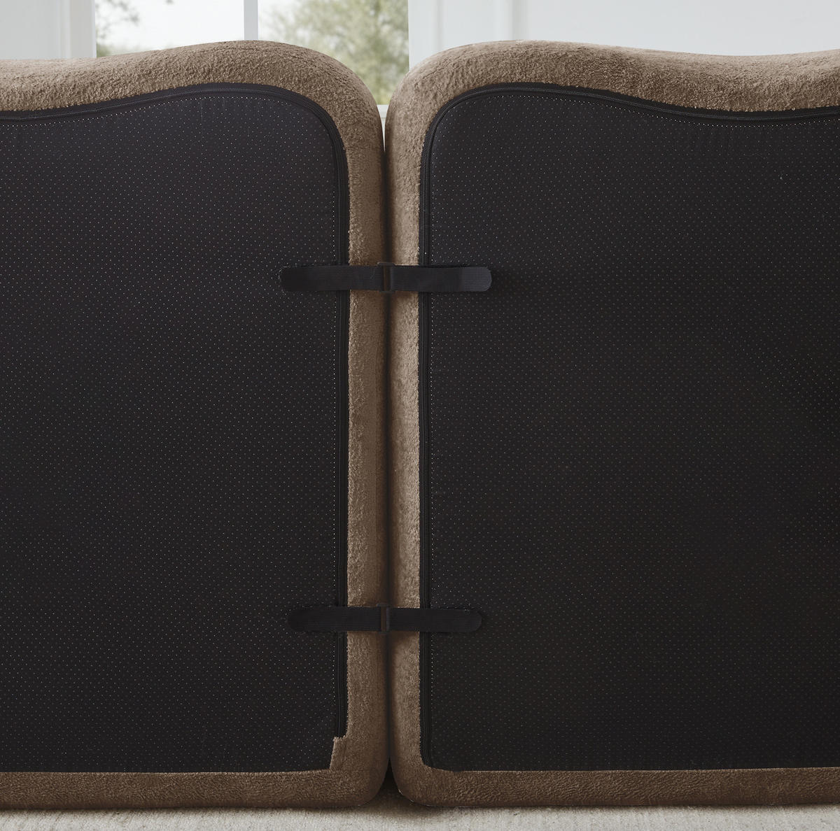 ECKSOFA Braun aus Samt mit Wellenform und Ottomane - Braun, Textil (167/384cm) - Flora Grace
