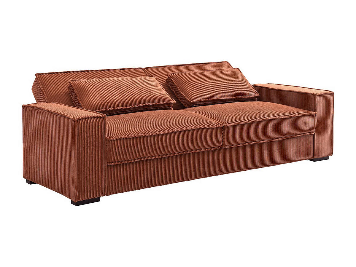 SCHLAFSOFA - 3 Personen - samt - terracotta Finoro - Terracotta, Textil (230/90/95cm) - Vente-Unique