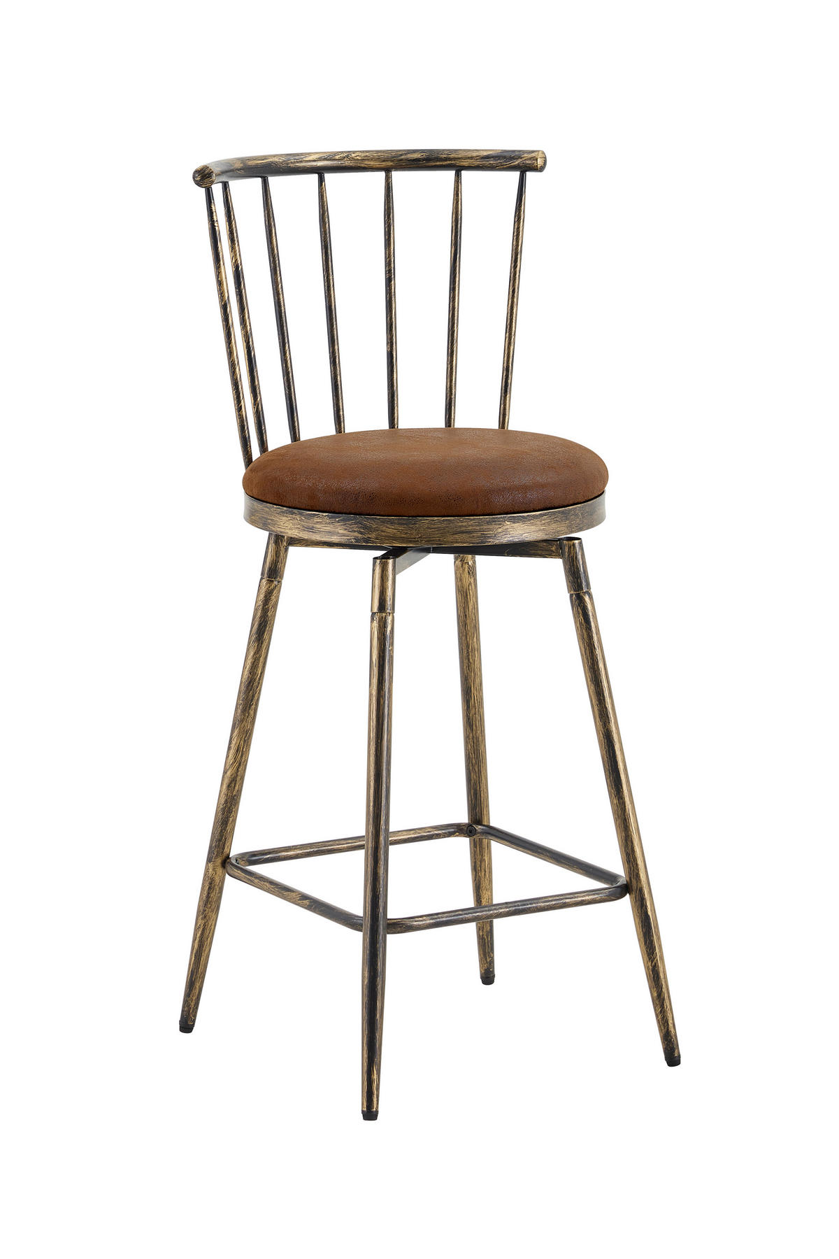BARHOCKER 2er-Set Braun mit Rückenlehne und PU-Leder - Braun, Leder (39/96/39cm) - PANGIVO
