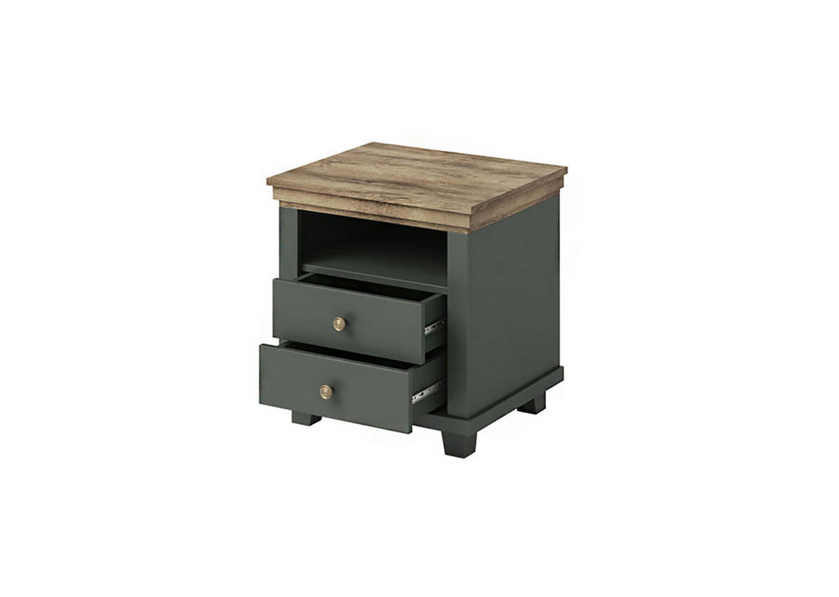 SCHLAFZIMMER-SET Evora grün / Eiche Lefkas 4-teilig - Braun/Grün, Holz/Holzwerkstoff (160/200cm) - Feldmann-Wohnen