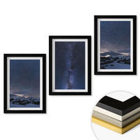 WANDBILDER 3er-Set - 20x30 cm Schwarzer Rahmen - Nachthimmel, Berge, Sterne - Schwarz, Kunststoff (20/30cm) - ArtPrintCave