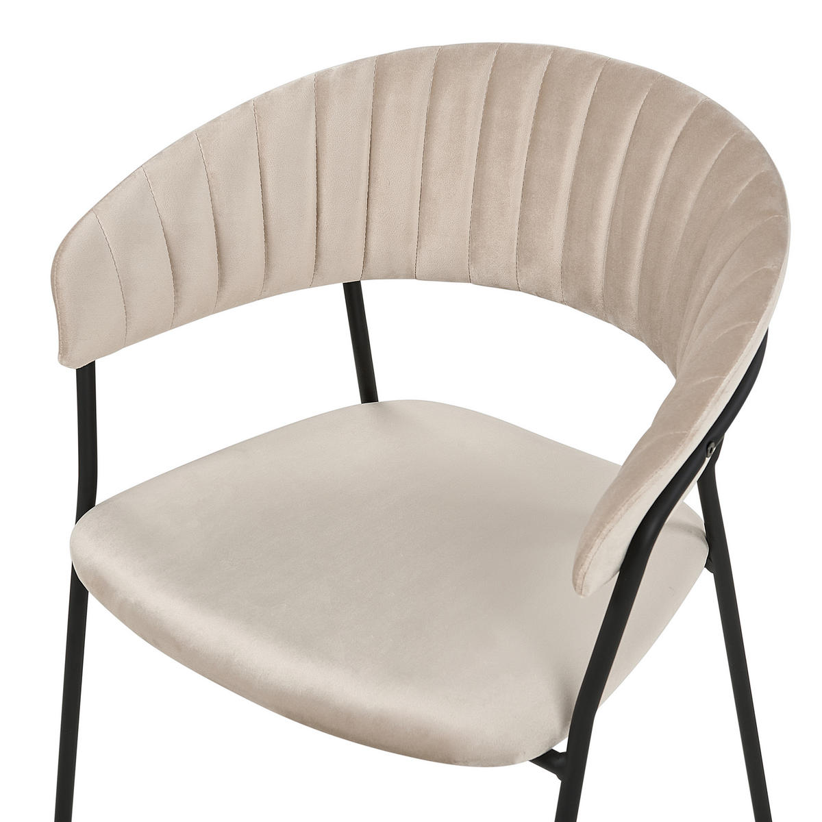 ESSZIMMERSTUHL 2er-Set Samtstoff Beige Mariposa - Beige, Textil/Metall (55/78/55cm) - Beliani