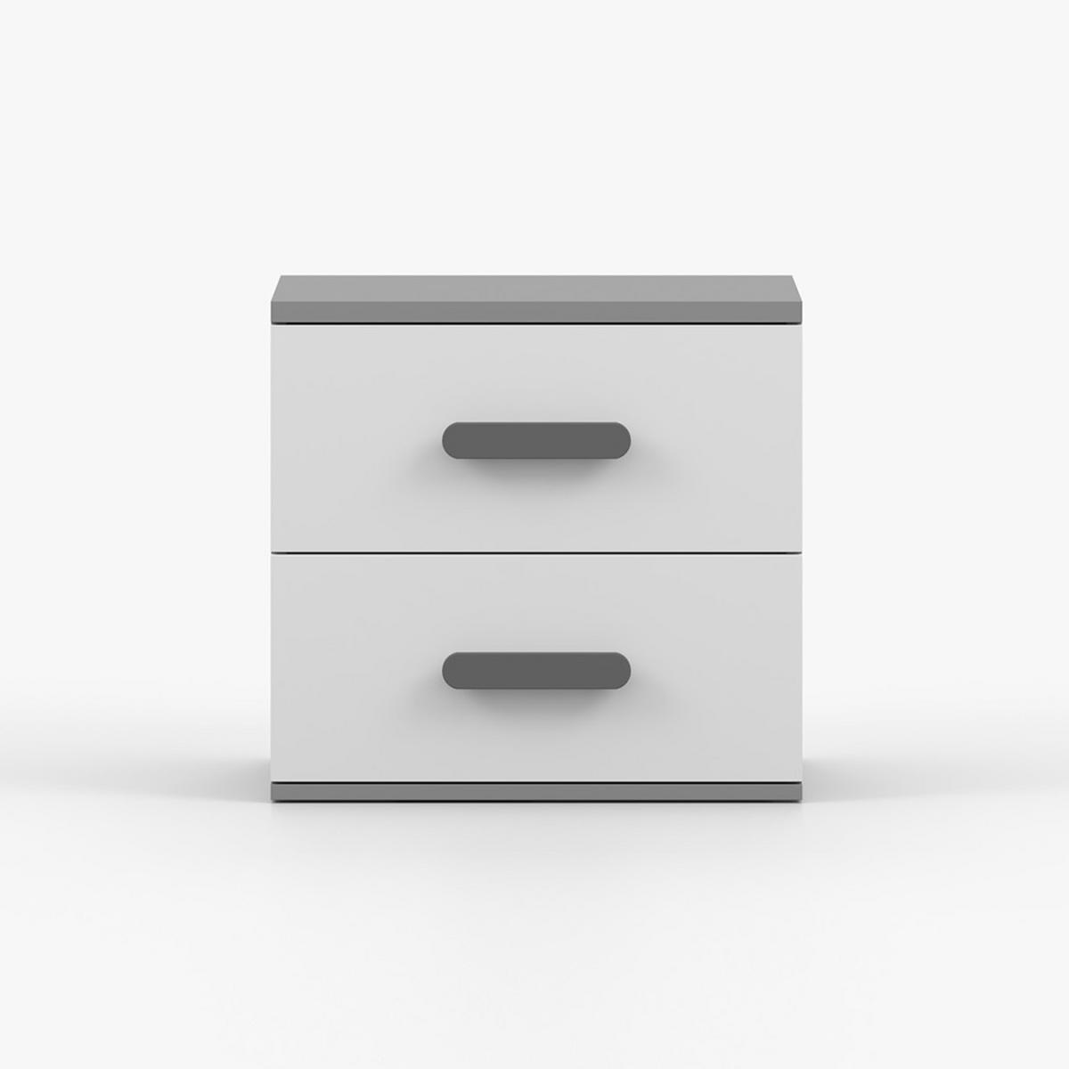 NACHTTISCH JONAS II 22, 55/51/44, 2 Schubladen, grau - Grau, Holzwerkstoff (55/44/51cm) - imoebel24