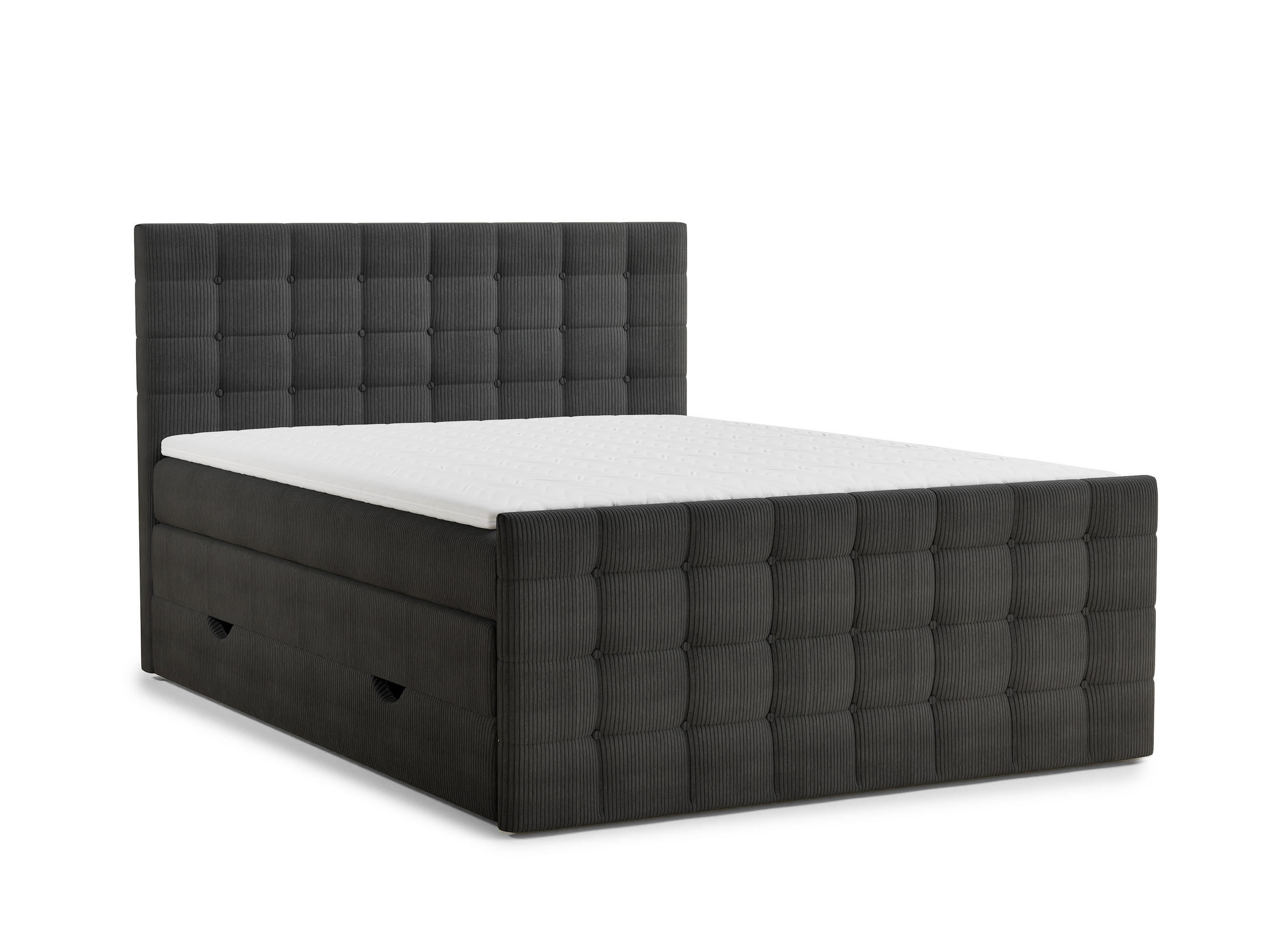 BOXSPRINGBETT Tasca 140/200 cm, in Graphit, Bettkasten, Matratze, Topper - Schwarz/Graphitfarben, Holz/Holzwerkstoff (140/200cm) - Maison de Reve