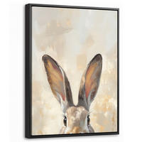LEINWAND Bilder mit Rahmen - Hase - Ohren - Braun - 30x40 - Beige, Textil (30/40cm) - MuchoWow