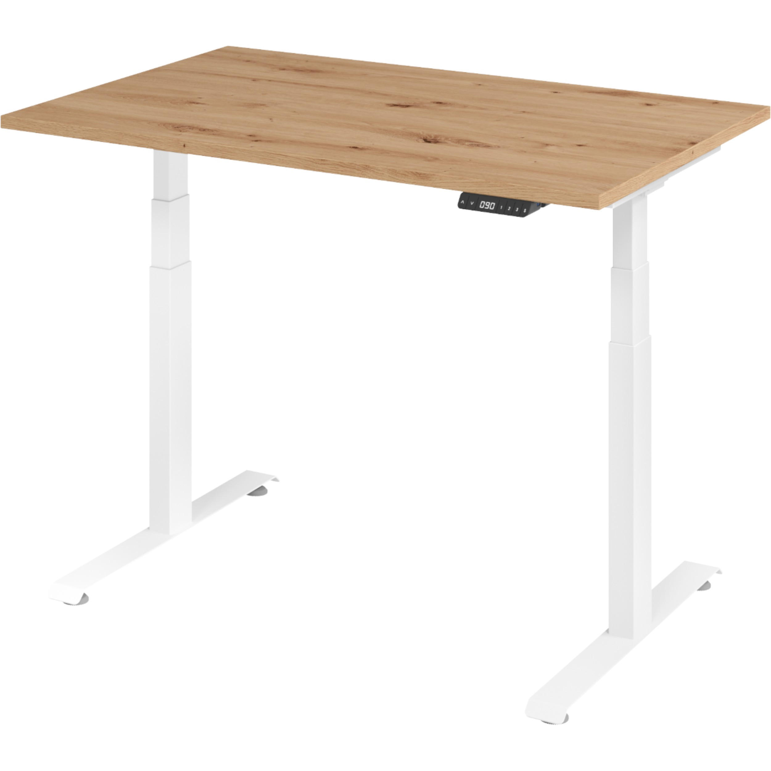 bümö Schreibtisch Wildeiche, Weiß 120x74x80 cm