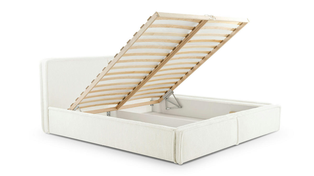 POLSTERBETT - Bett 04 - 180x200 - Weiß (Poso 38) - Braun, Holz/Textil (180/200cm) - Möblo