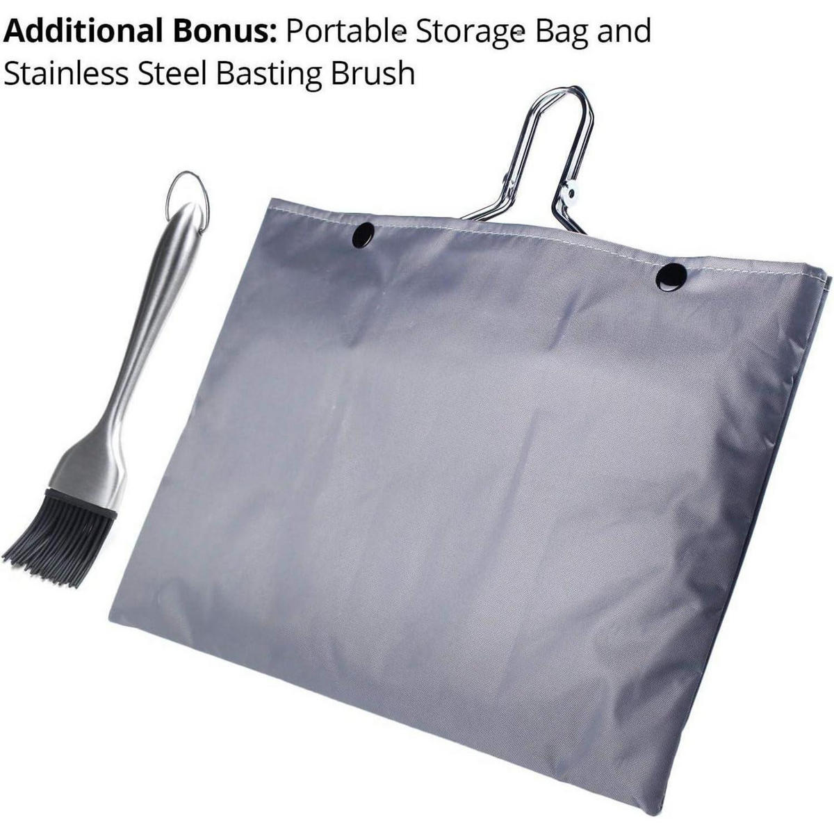 GRILLKORB Edelstahl mit Backpinsel und Tasche - Silberfarben, Metall (33/22/50cm)