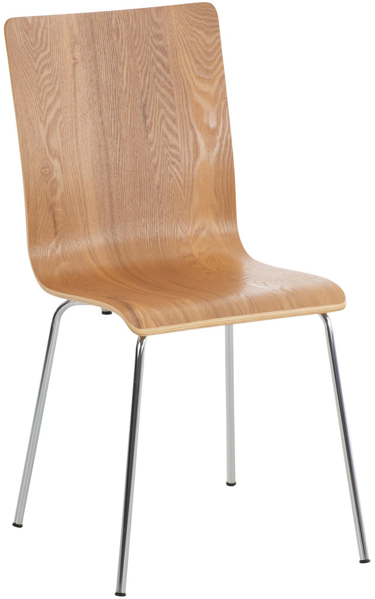 BESUCHERSTUHL Holz eiche - Chromfarben/Eichefarben, Holz/Metall (43/87/47cm) - CLP