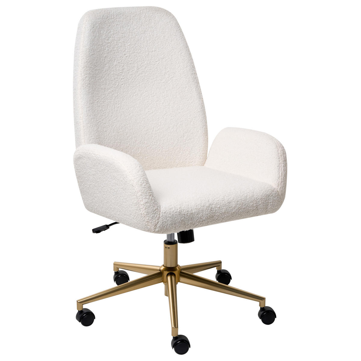 BÜROSTUHL Bouclé Weiß Clare - Weiß, Textil (62/100/64cm) - Beliani