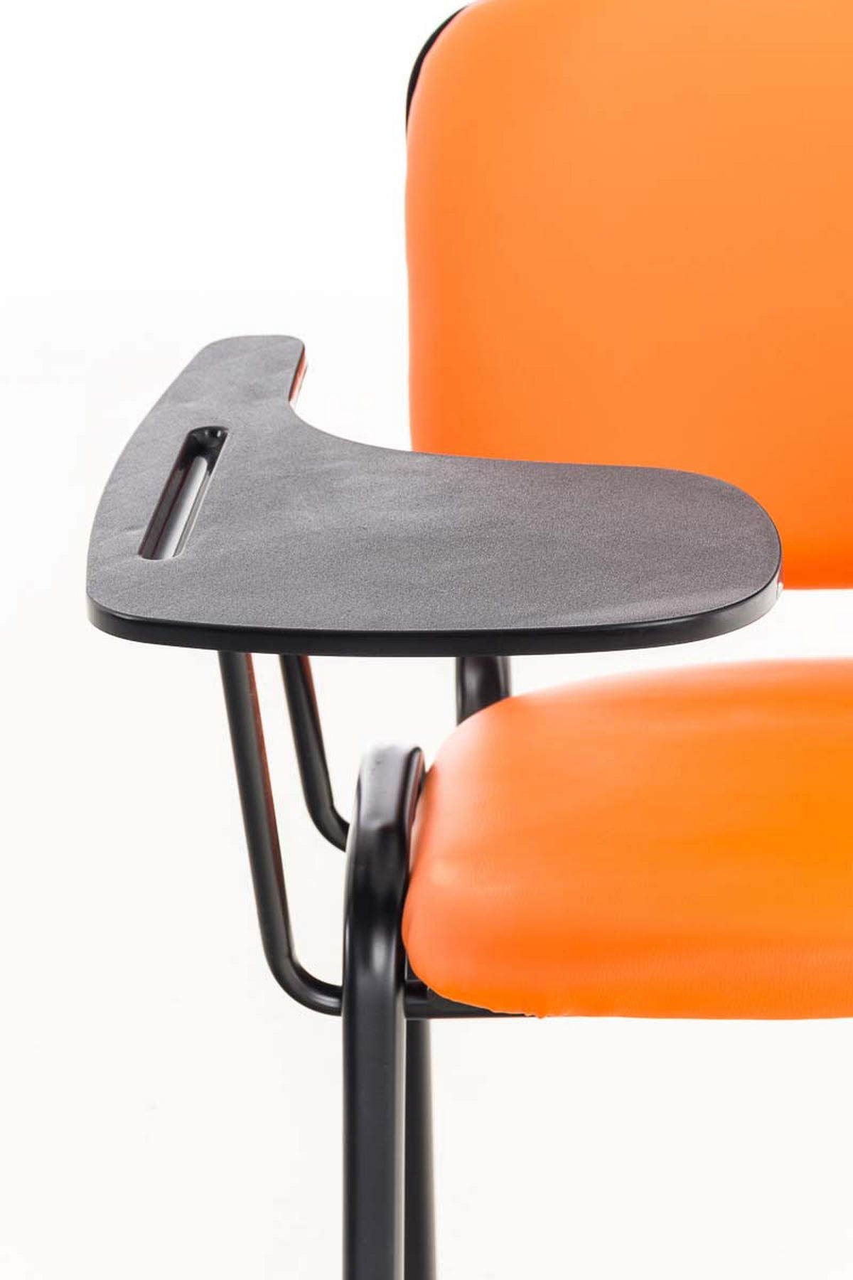 BESUCHERSTUHL Keen mit Klapptisch, Kunstleder mit Gestell Schwarz / Bezug Orange - Schwarz/Orange, Textil/Metall (53/81/53cm) - TPFLiving