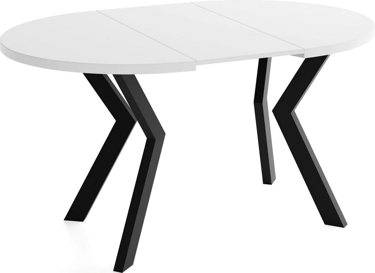 ESSTISCH Savio rund ausziehbar verlängerbar, Weiß 80-130/80/77 cm - Schwarz/Weiß, Holz/Holzwerkstoff (80/80/77cm) - WFL GROUP