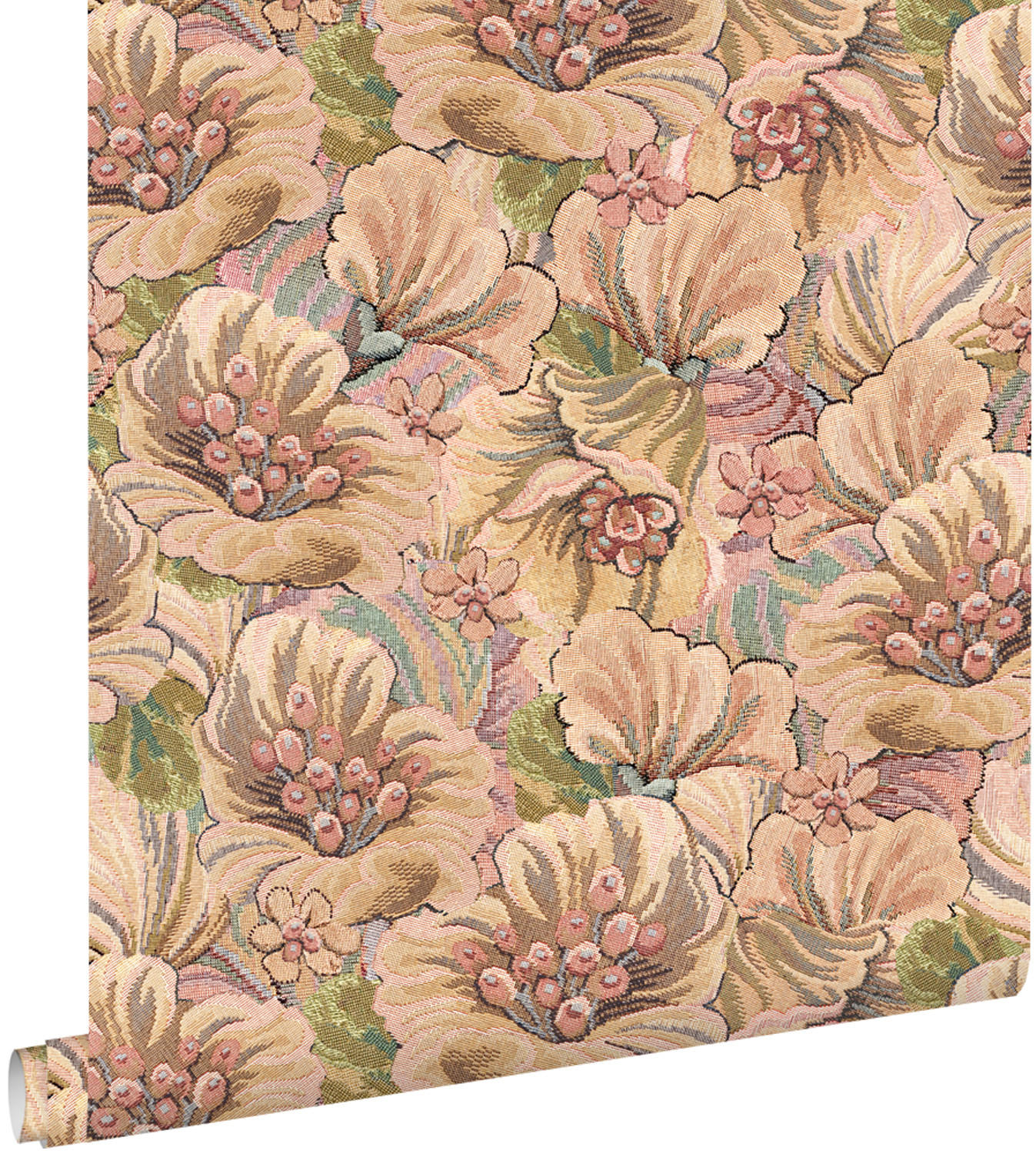 TAPETE gesticktes Blumenmuster 50 x 900 cm - Braun, Papier (50/900cm) - ESTAhome