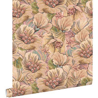 TAPETE gesticktes Blumenmuster 50 x 900 cm - Braun, Papier (50/900cm) - ESTAhome