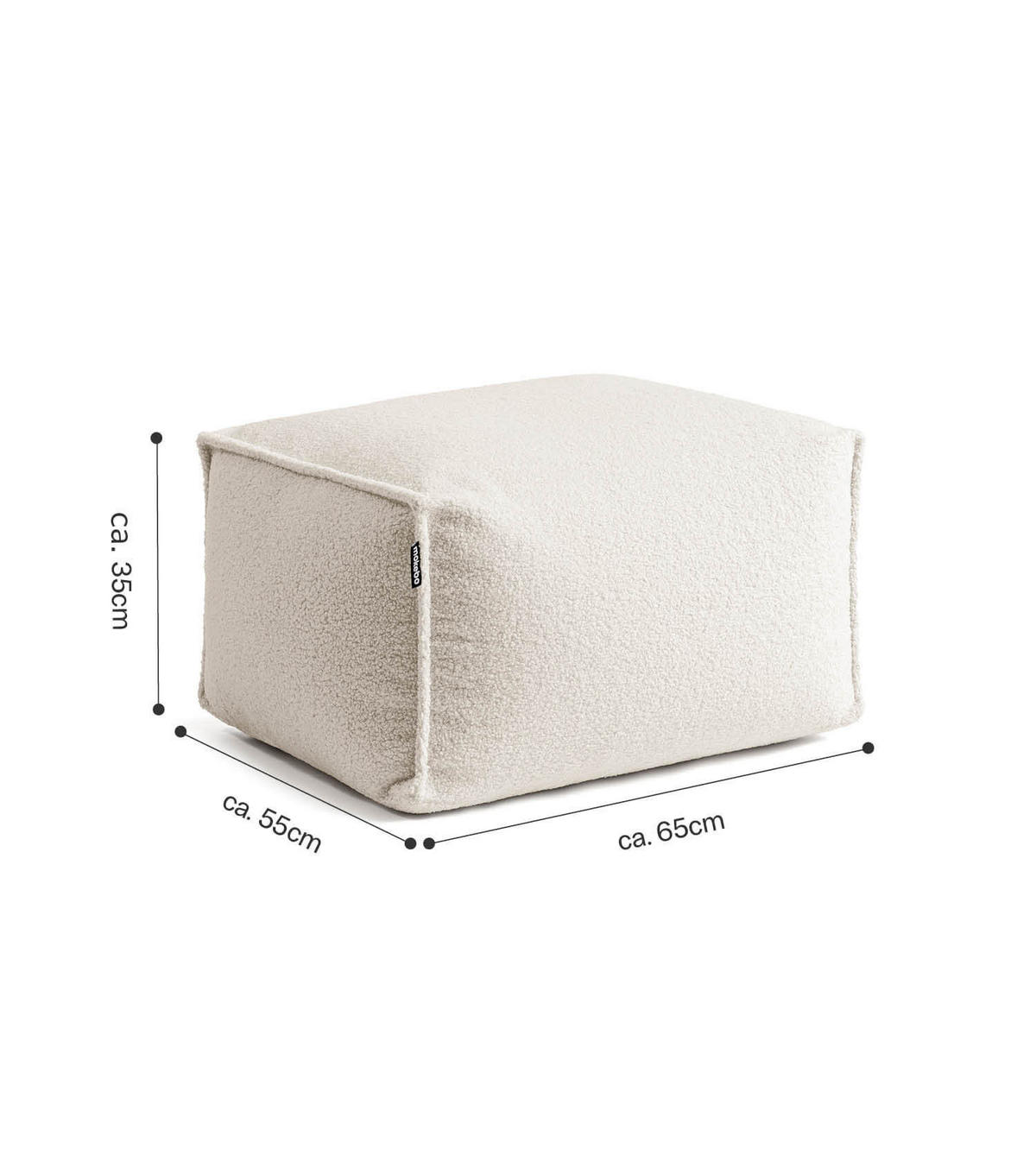 POUF Bouclé Block - Beige, Textil (55/65/35cm) - Mokebo