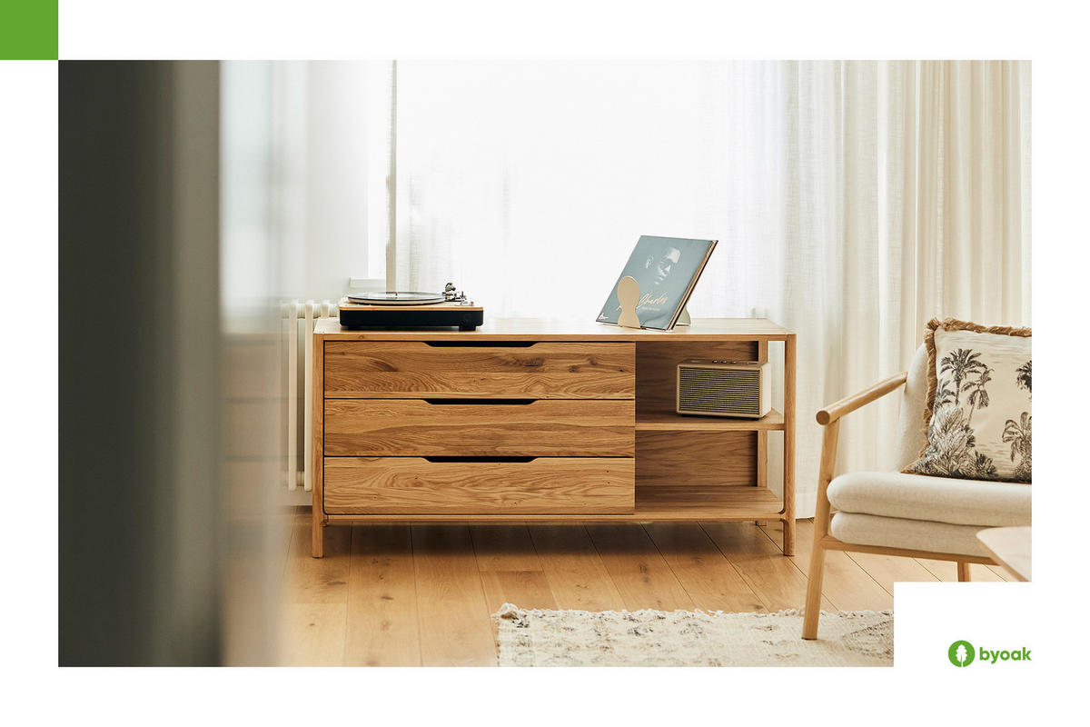 KOMMODE PAUL - Wildeiche, Holz (140/64/50cm) - byoak