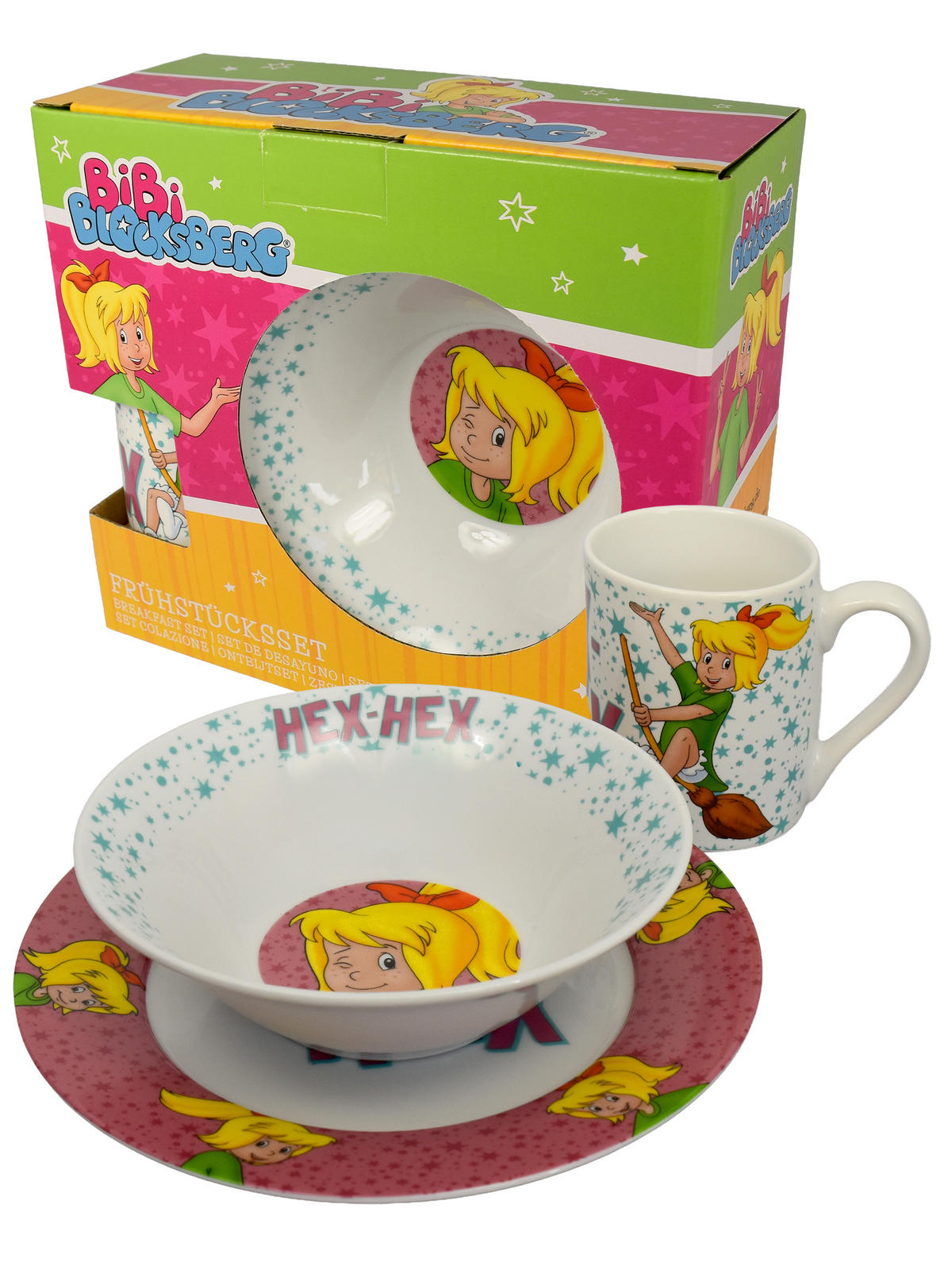 FRÜHSTÜCKSSET Bibi Blocksberg Hex Hex Rosa 3-teilig - Rosa, Keramik (23.8/11.2/23.3cm) - United Labels