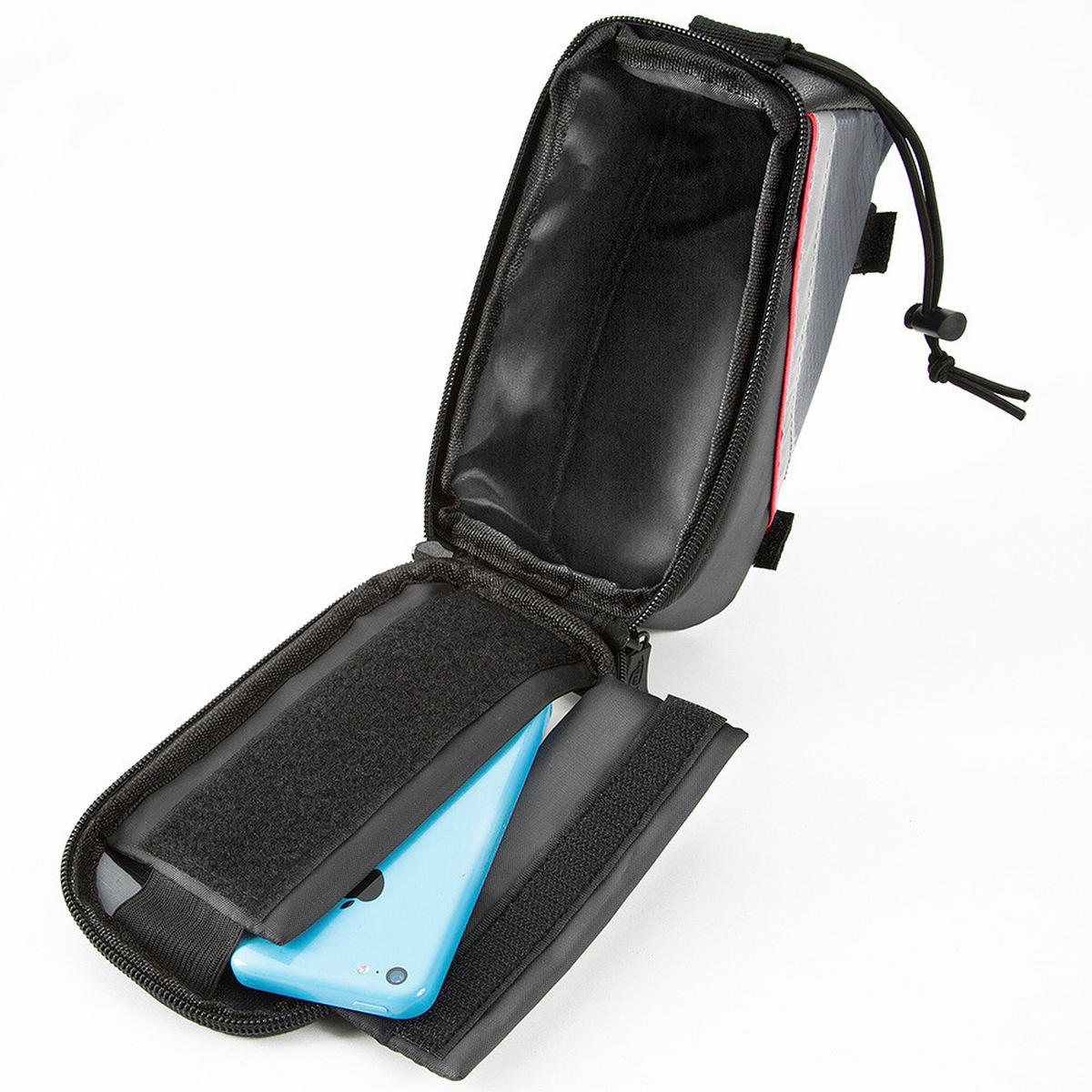 FAHRRADTASCHE mit Rahmen-Befestigung, 20 x 9,5 x 10 cm schwarz/grau/rot - Rot/Schwarz, Kunststoff (9.5/10/20cm) - tectake