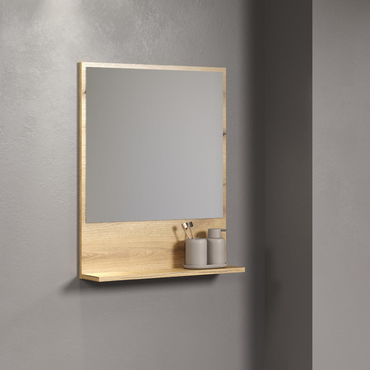 WANDSPIEGEL PureBliss Eiche Dekor - Eichefarben, Holzwerkstoff (60/74/14cm) - Trendteam