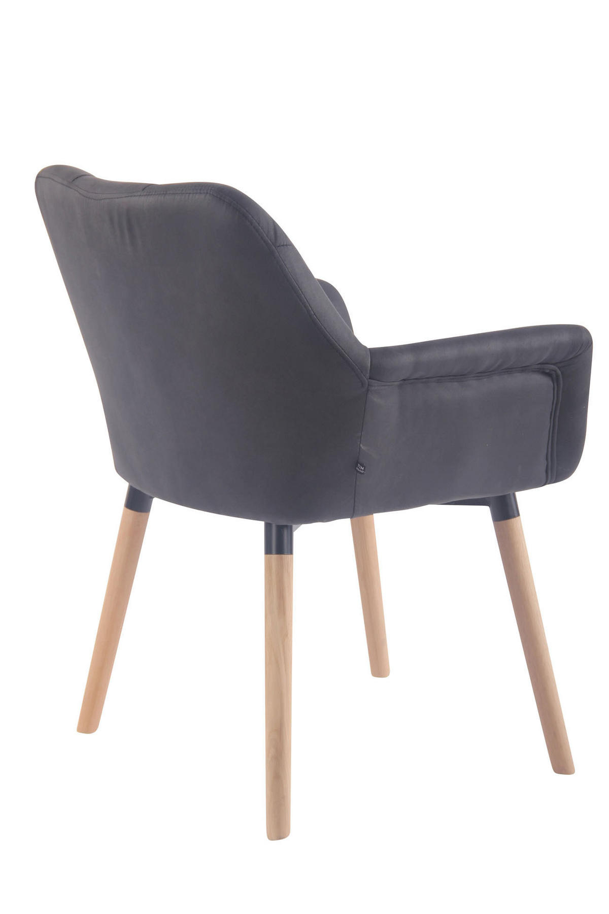 ARMLEHNENSTUHL Lederlook schwarz - Eukalyptusholzfarben/Schwarz, Holz/Textil (67/83/60cm) - CLP