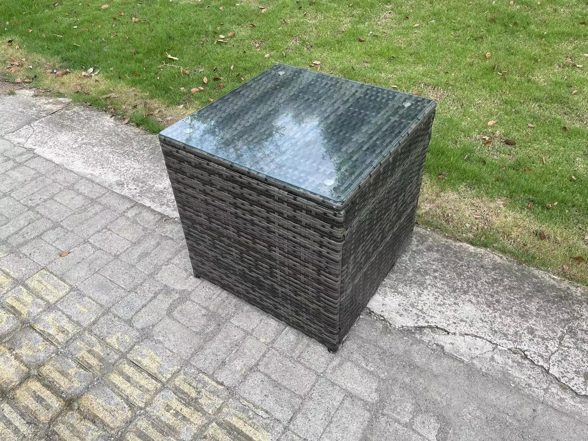 GARTENTISCHGRUPPE Polyrattan 11-Sitzer - Dunkelgrau/Grau, Glas/Kunststoff - Fimous