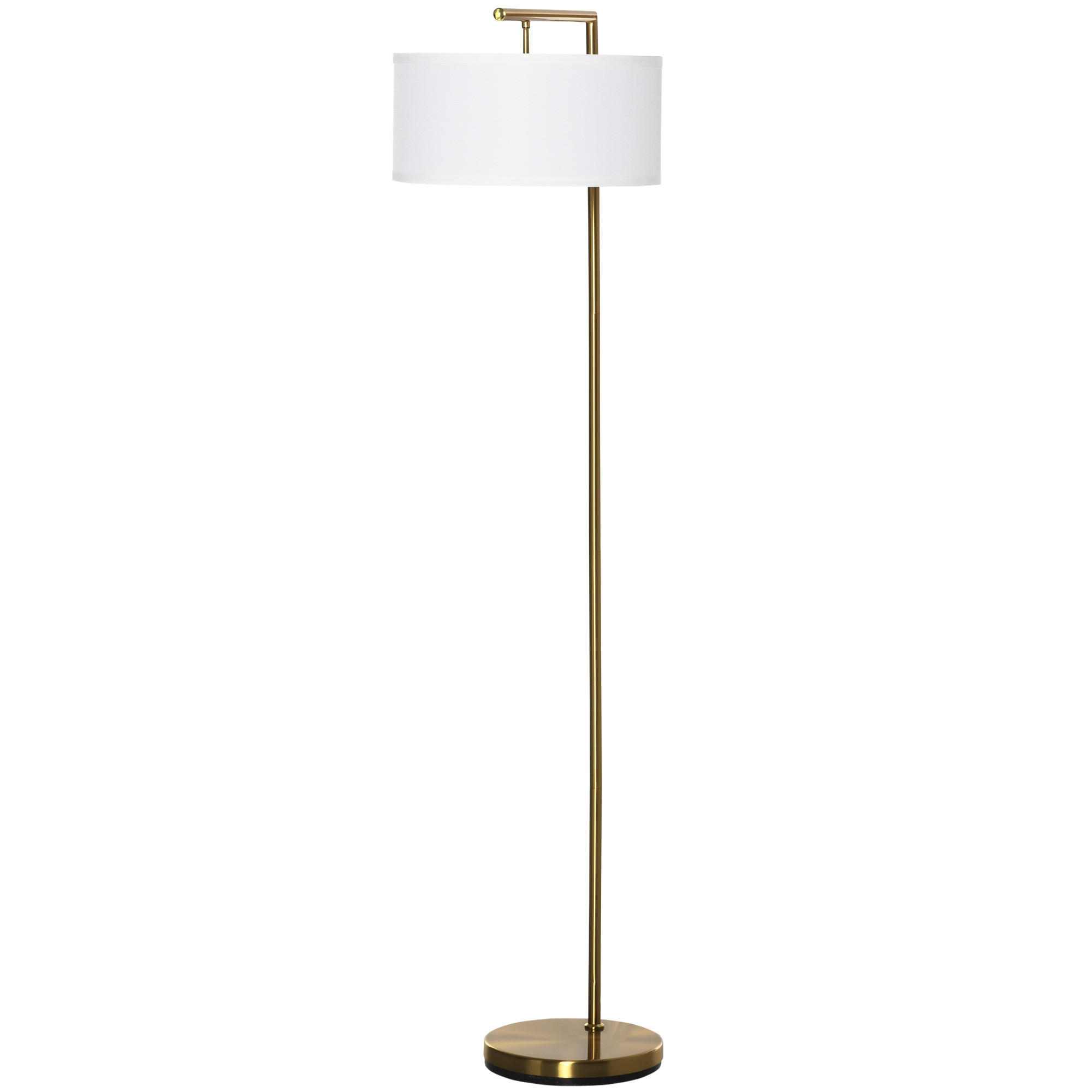 STEHLAMPE Stehleuchte E27 Sockel für Wohnzimmer Stahl Stoffschirm Goldoptik - Multicolor, Metall (47/37/153cm) - HOMCOM